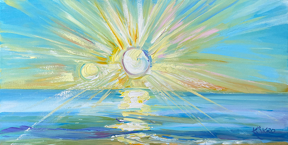 Brilliant XX | Acrylic on Canvas | Dimensions 15" h x 30" w | © Kathleen Sienna Kelly 2020