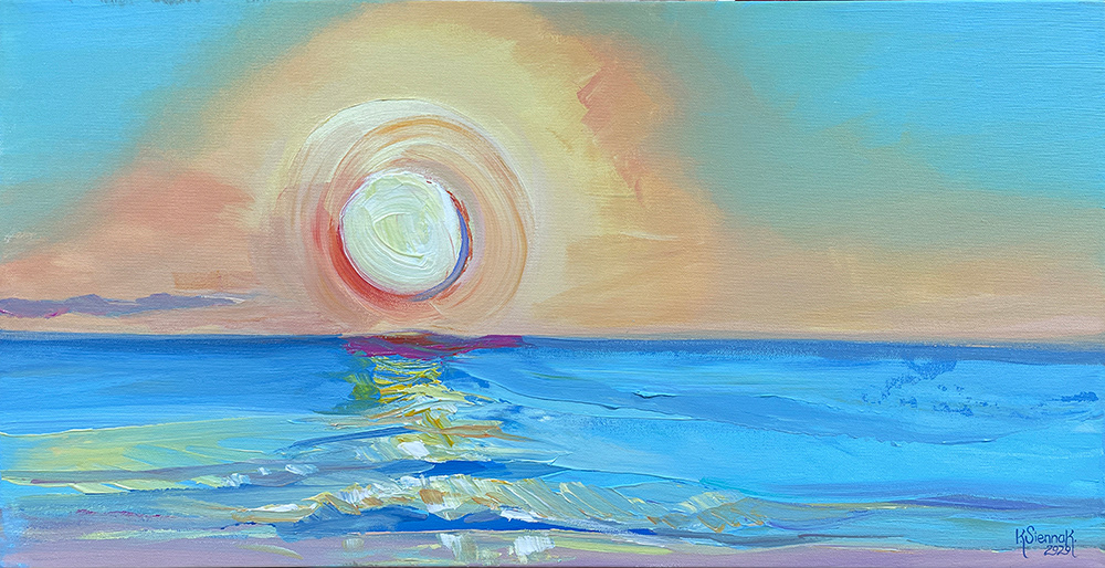 Ball of Fire | Acrylic on Canvas | Dimensions 15" h x 30" w © | Kathleen Sienna Kelly 2021