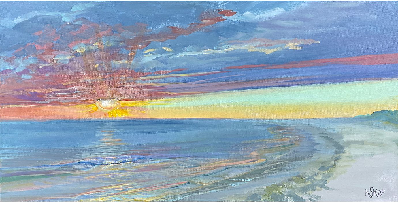 Glimpse of Fire l | Acrylic on Canvas | Dimensions 15" h x 30" w | © Kathleen Sienna Kelly 2020