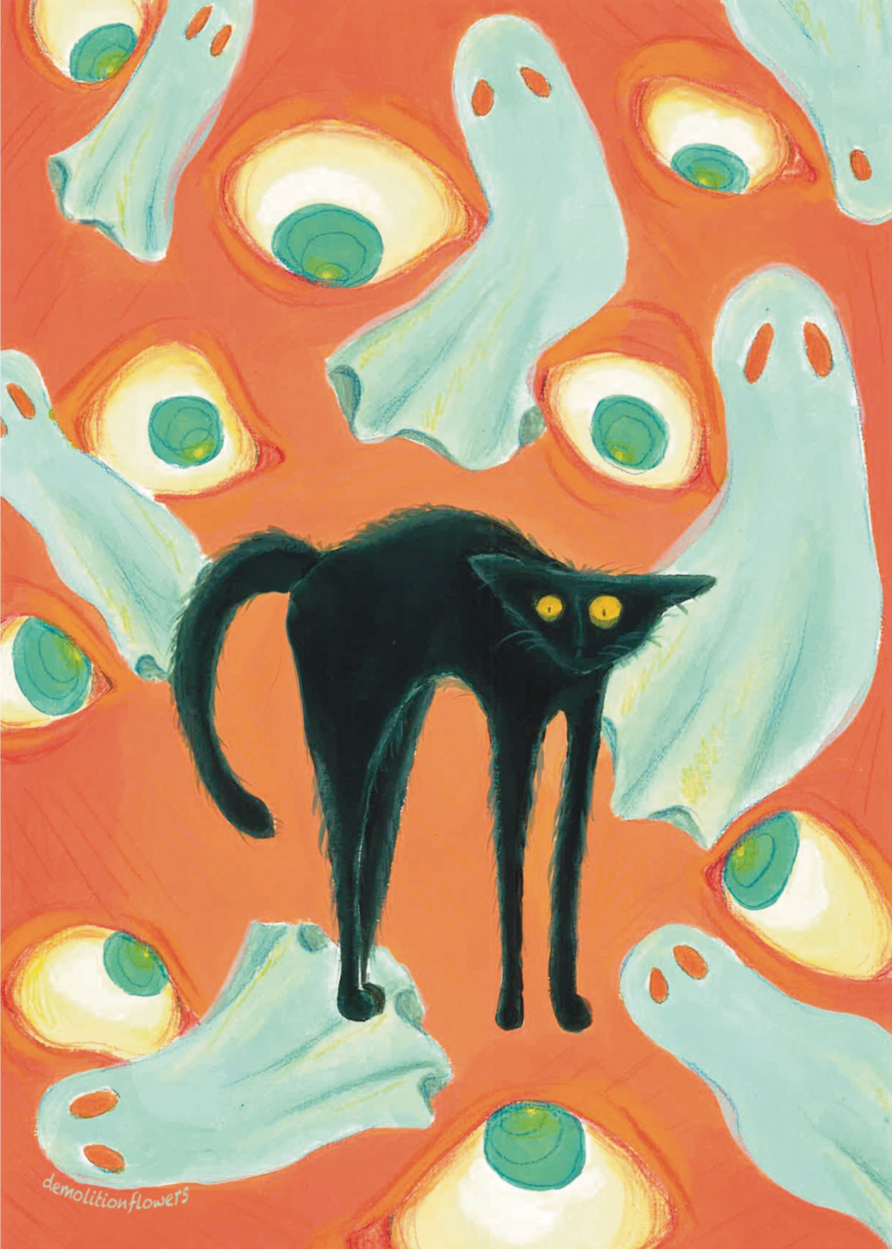 the spooked cat - acrylics