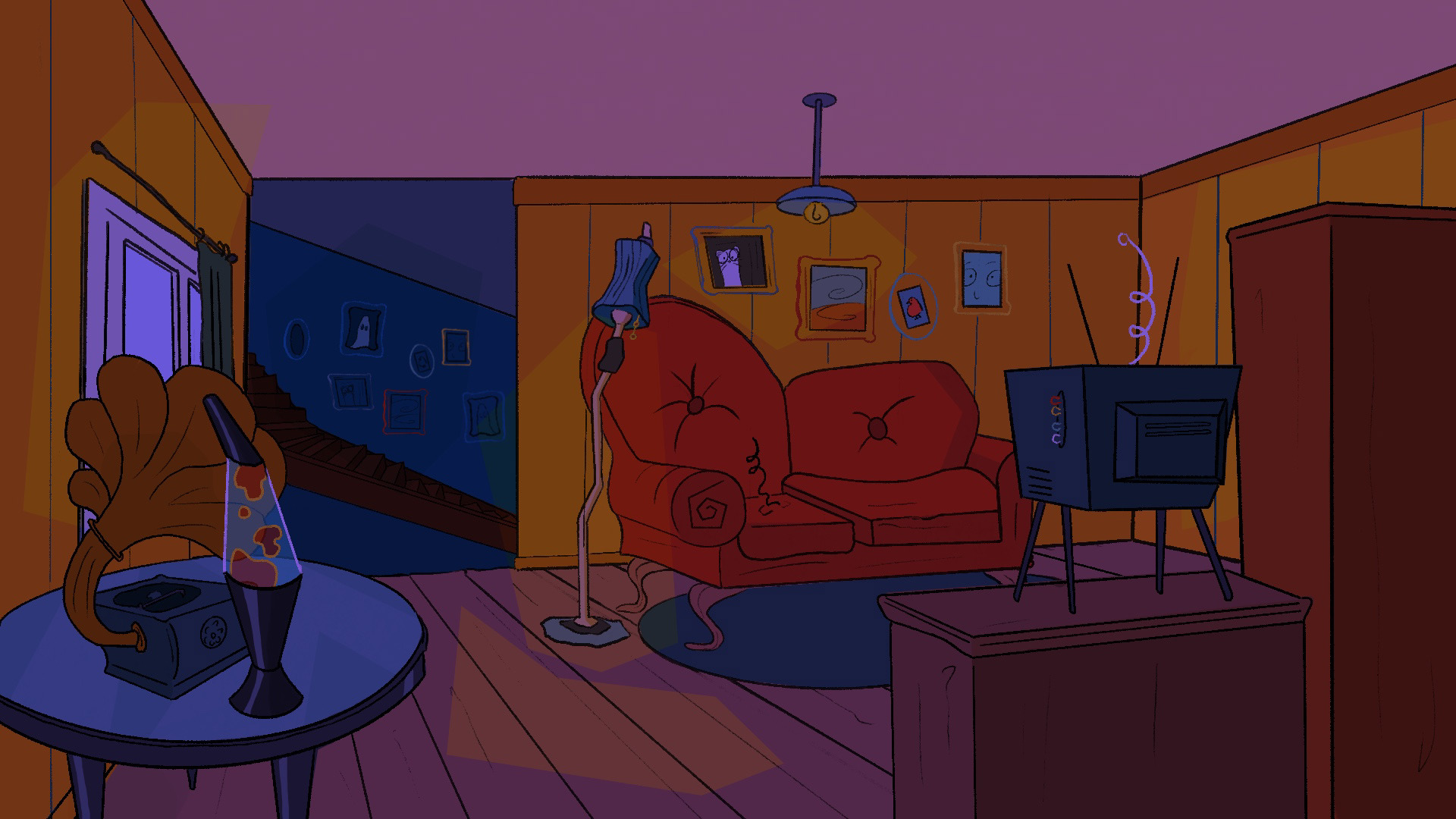 midnight bulbs - living room, night