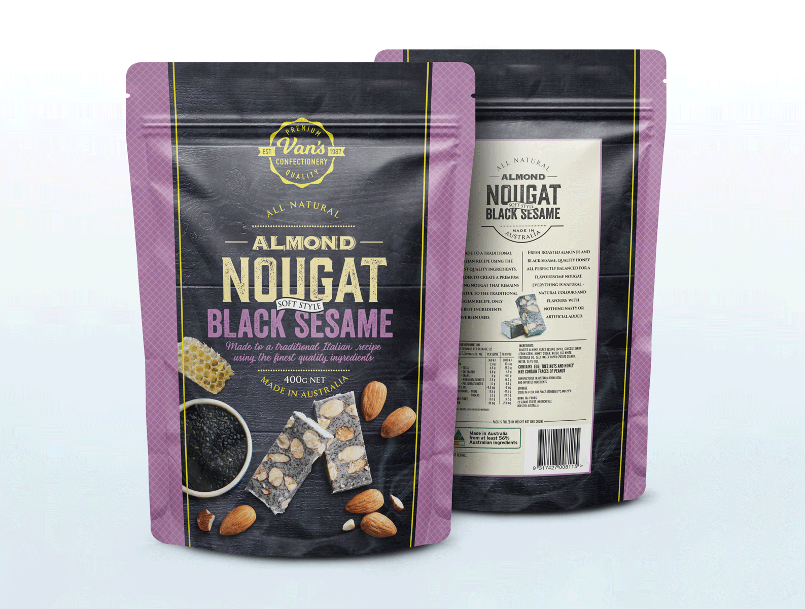 Packaging Design Almond Nougat Black Sesame
