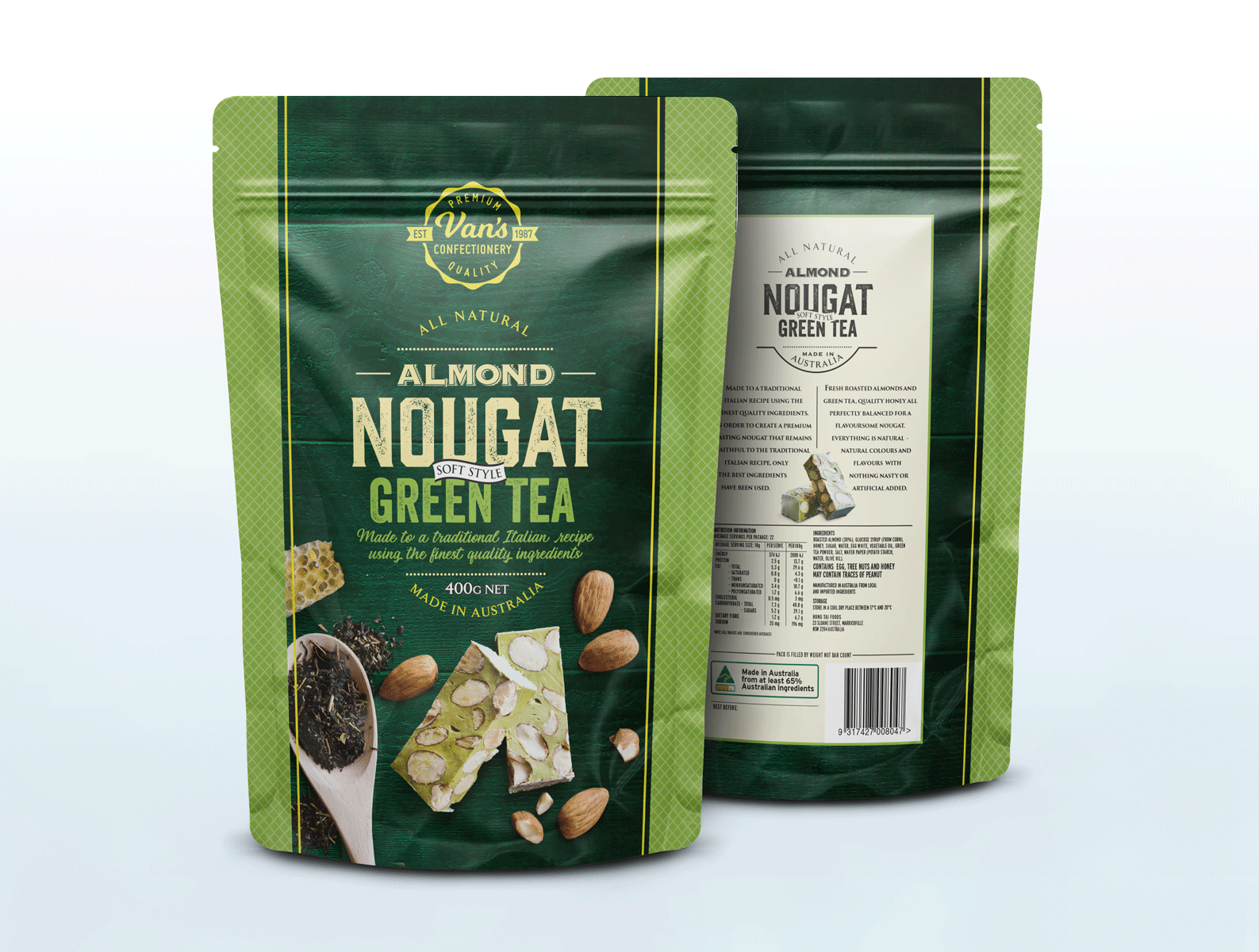 Packaging Design Almond Nougat Green Tea