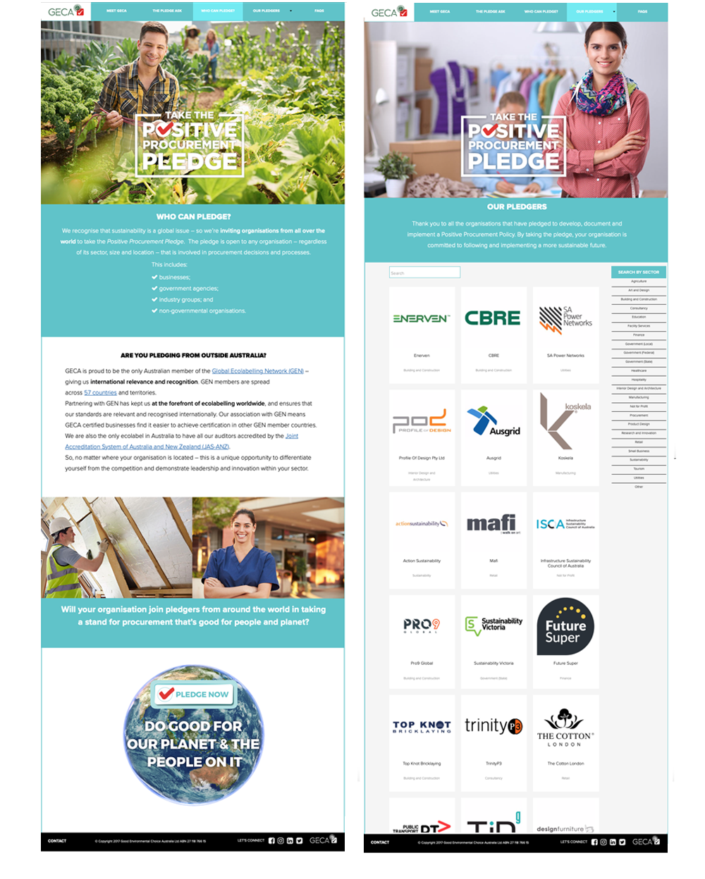 Website Design Pledge website pages