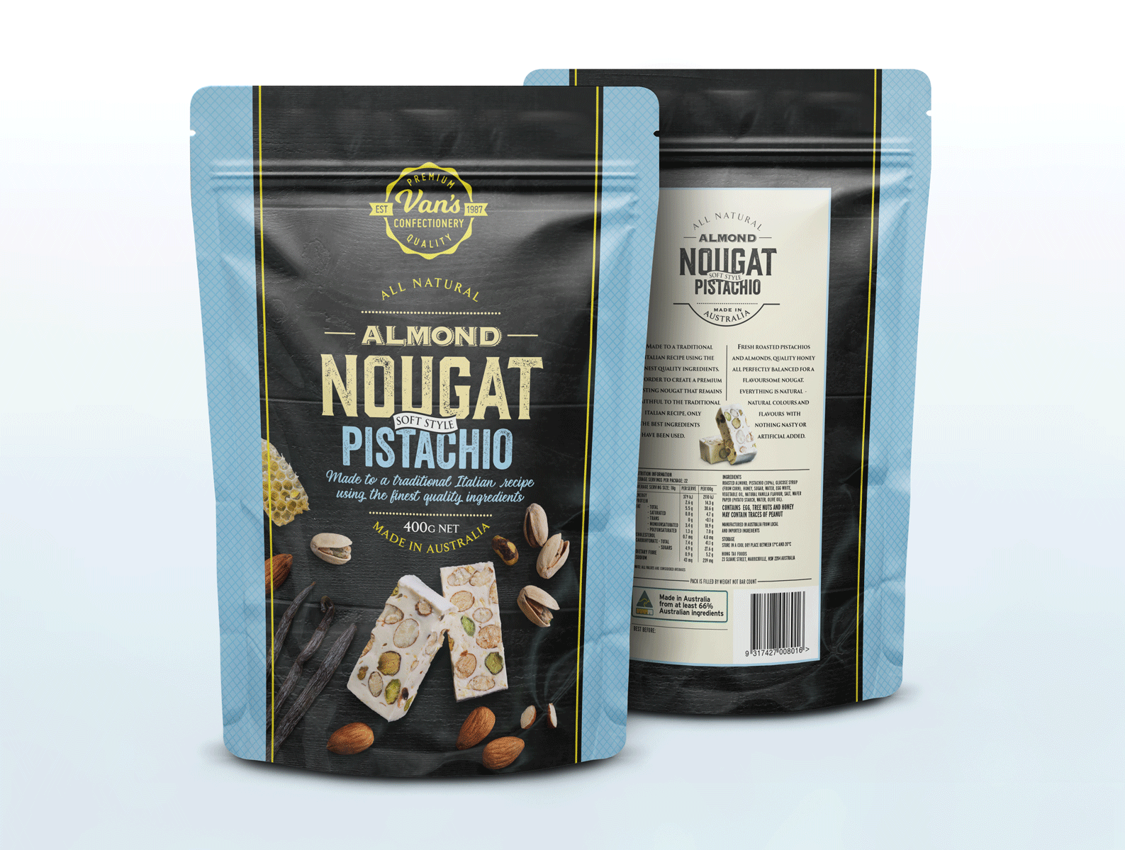 Packaging Design Almond Nougat Pistacchio
