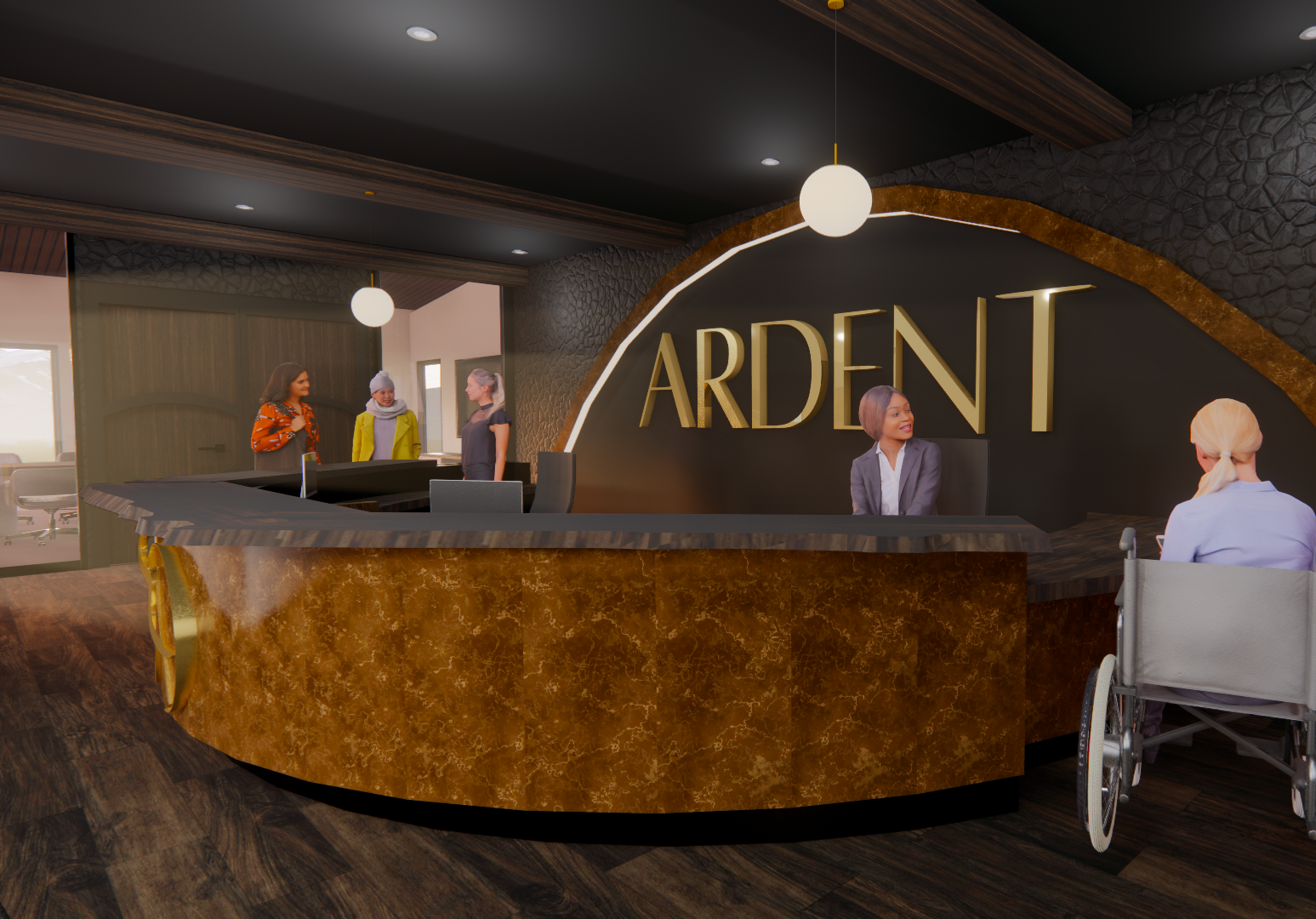 Reception desk with ADA accessible counter