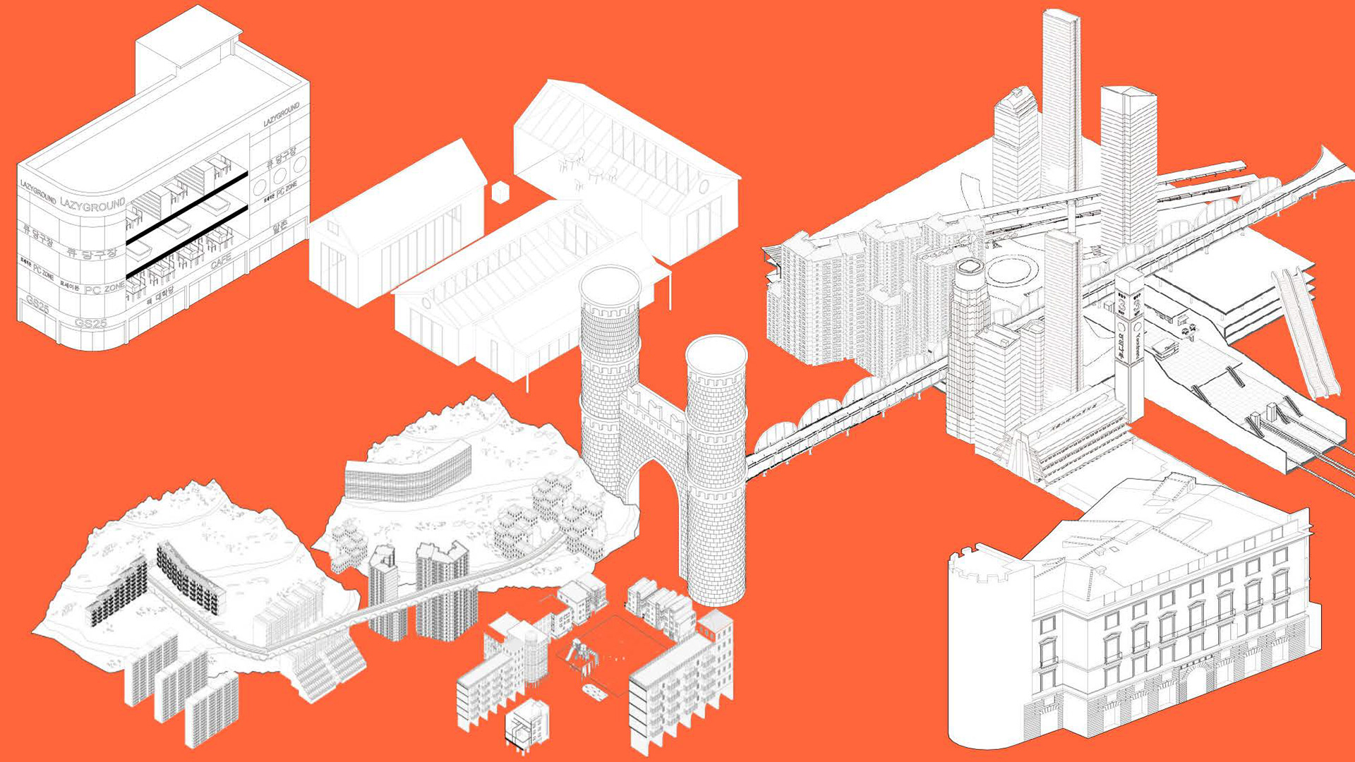 Beyond the Inevitable: Seoul and Genova | Hanyang University, So Young Kim with University of Genova, Christiano Lepratti | Future School | Biennale di Venezia | tutor with Mingyu Lee and Duccio Prassoli | drawings from student's work | photographs by Mingyu Lee | nov2021