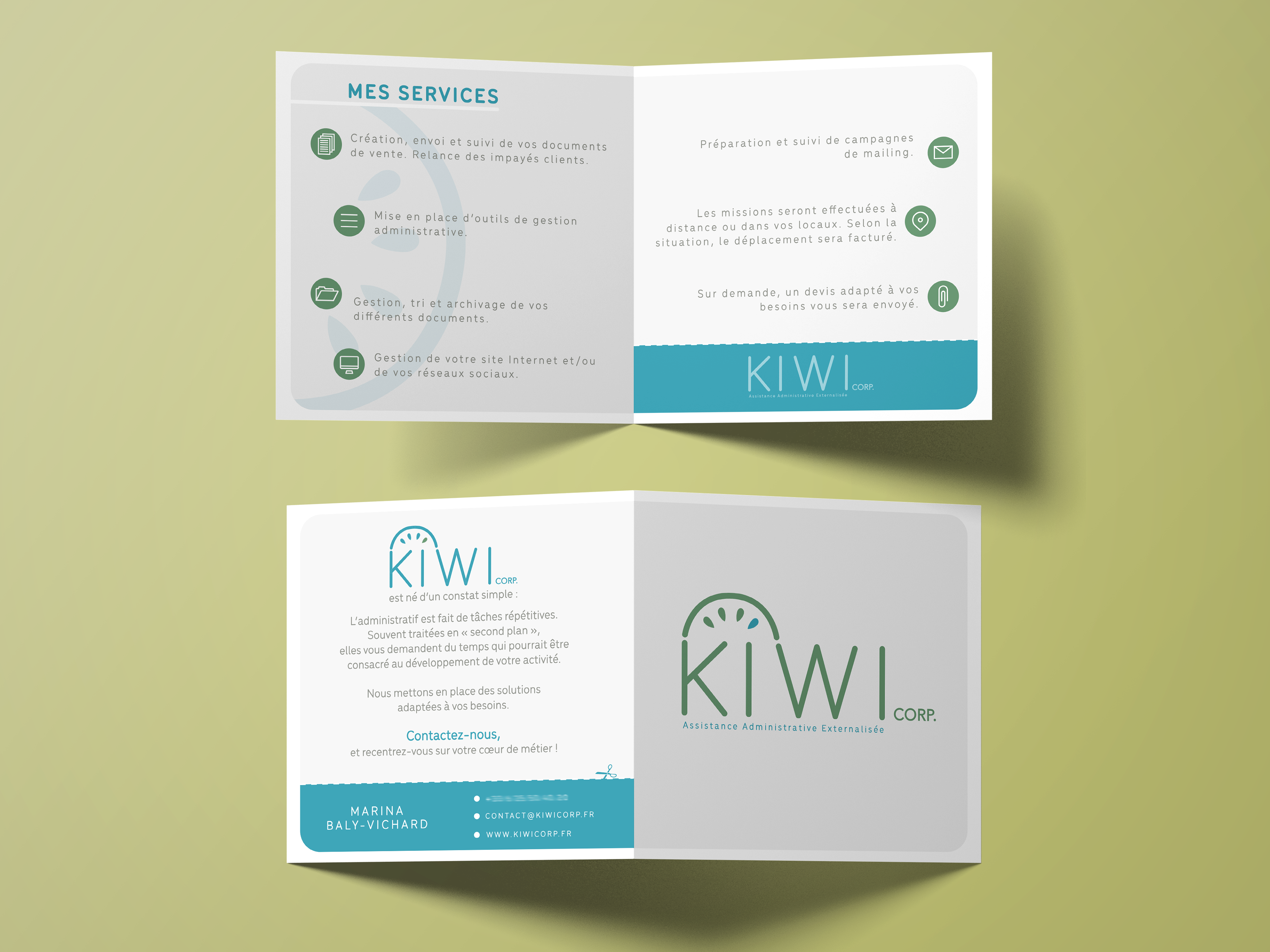- Flyer recto-verso pour l'entreprise KIWIcorp -