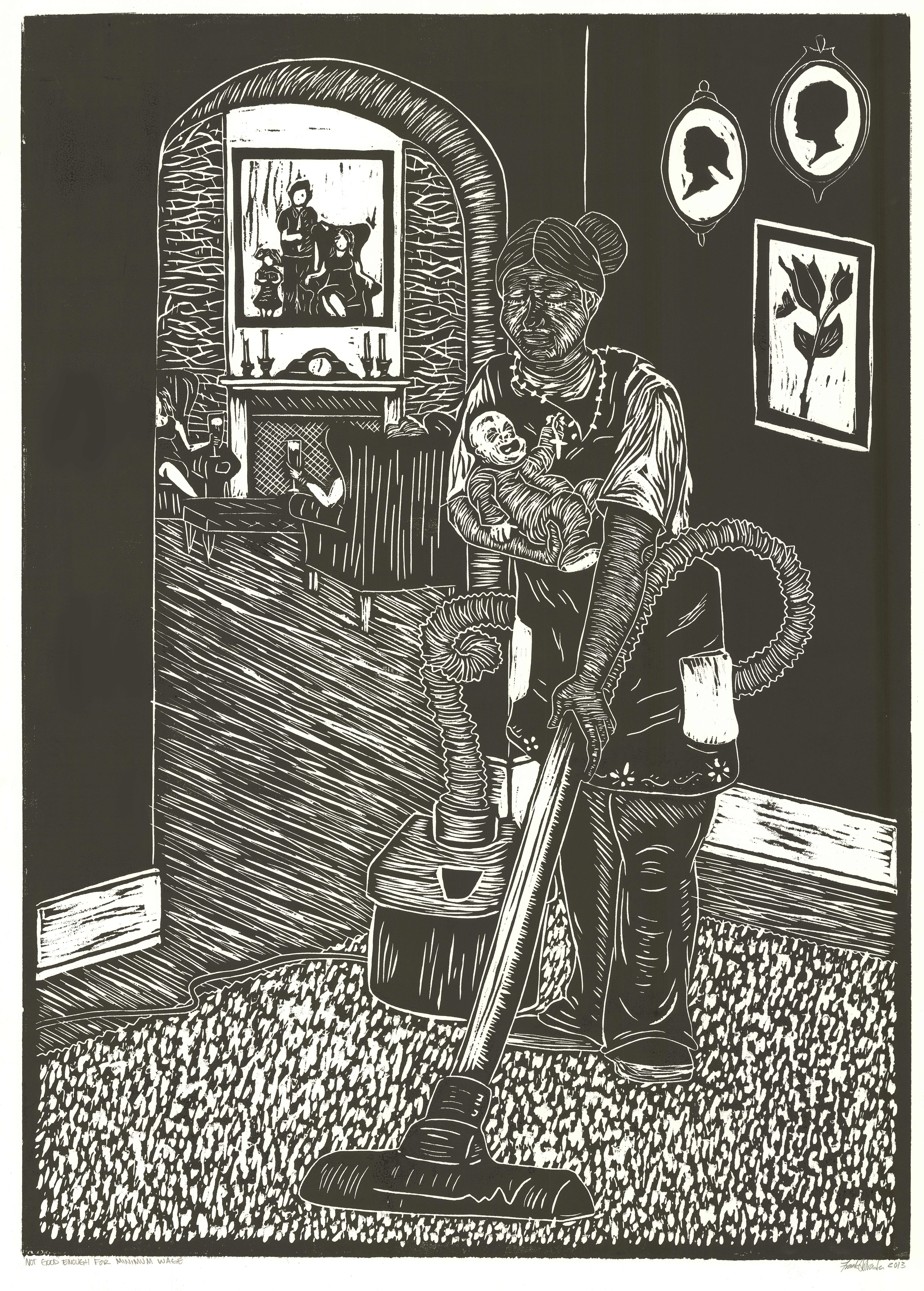 "Not Good Enough for Minimum Wage" | Woodcut | 2'x4'