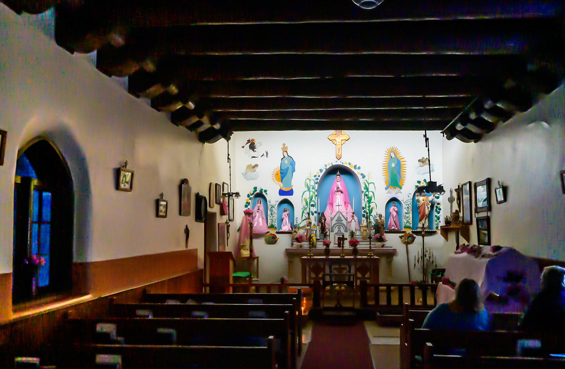 Pueblo church with Spanish influence