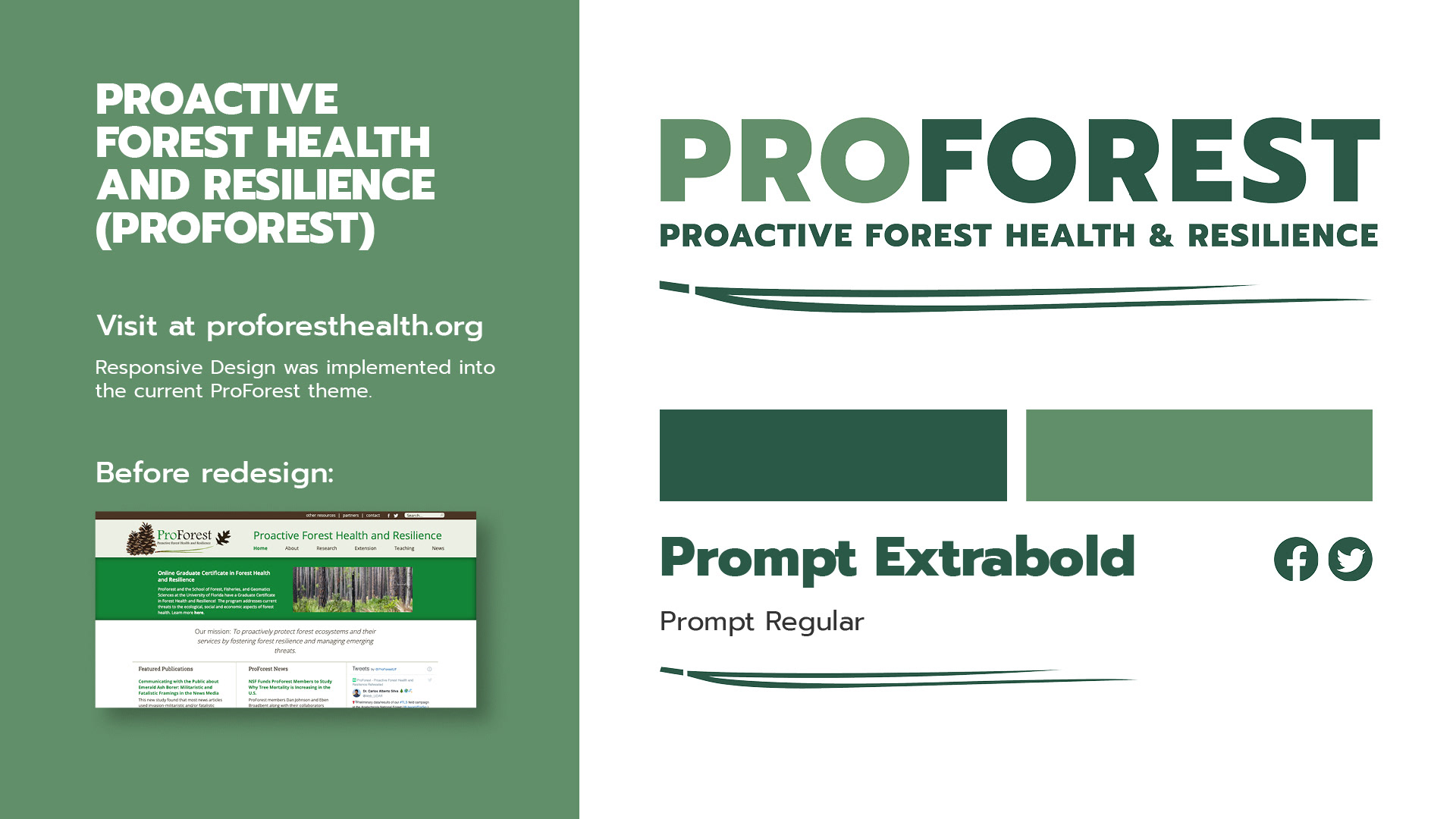 I met with ProForest Health and Southern Regional Extension Forestry developers to mock up their website to be responsive for mobile devices. This also included updating their logo, brand colors, and primary typeface for communication purposes.