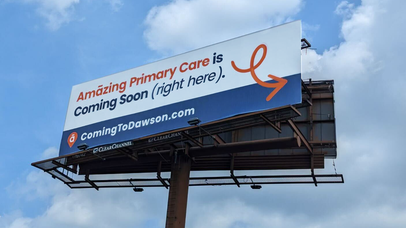 Location announcement billboard design.