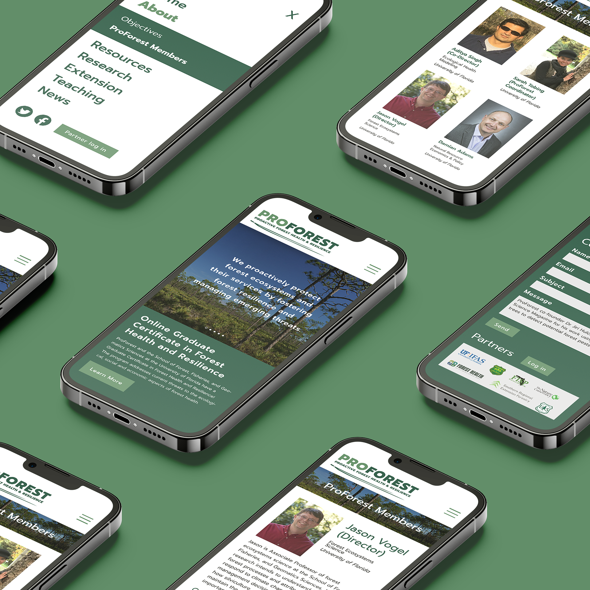 I met with ProForest Health and Southern Regional Extension Forestry developers to mock up their website to be responsive for mobile devices. This also included updating their logo, brand colors, and primary typeface for communication purposes.