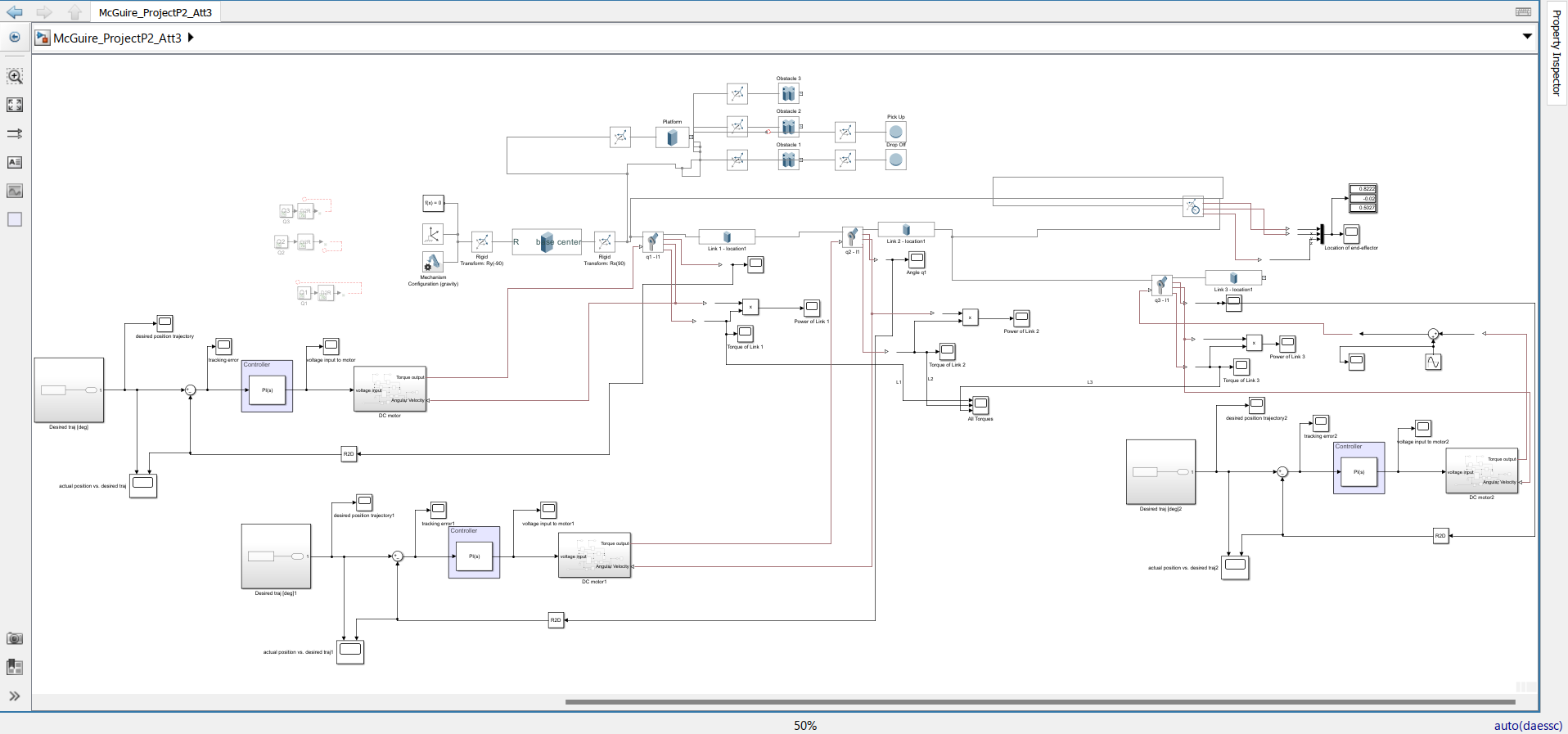 Simscape Model of 3R Robot with DC motors and Closed-Loop Control