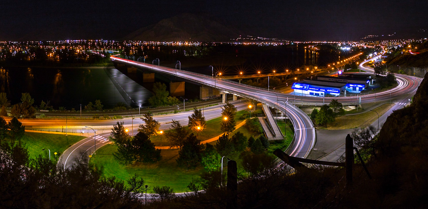 Nightscape of west downtown Kamloops BC