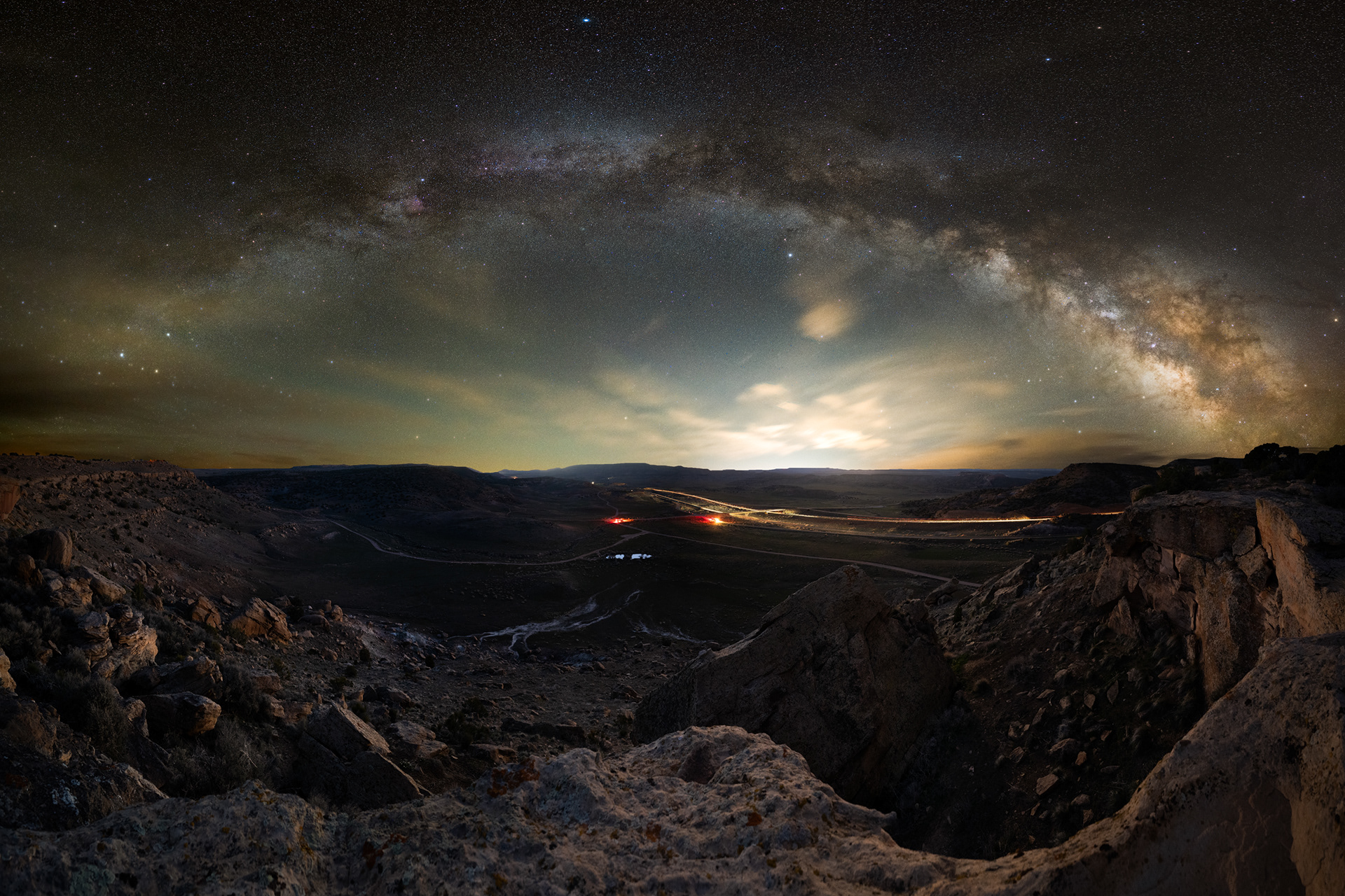 Trail Through Time Milky Way Panorama