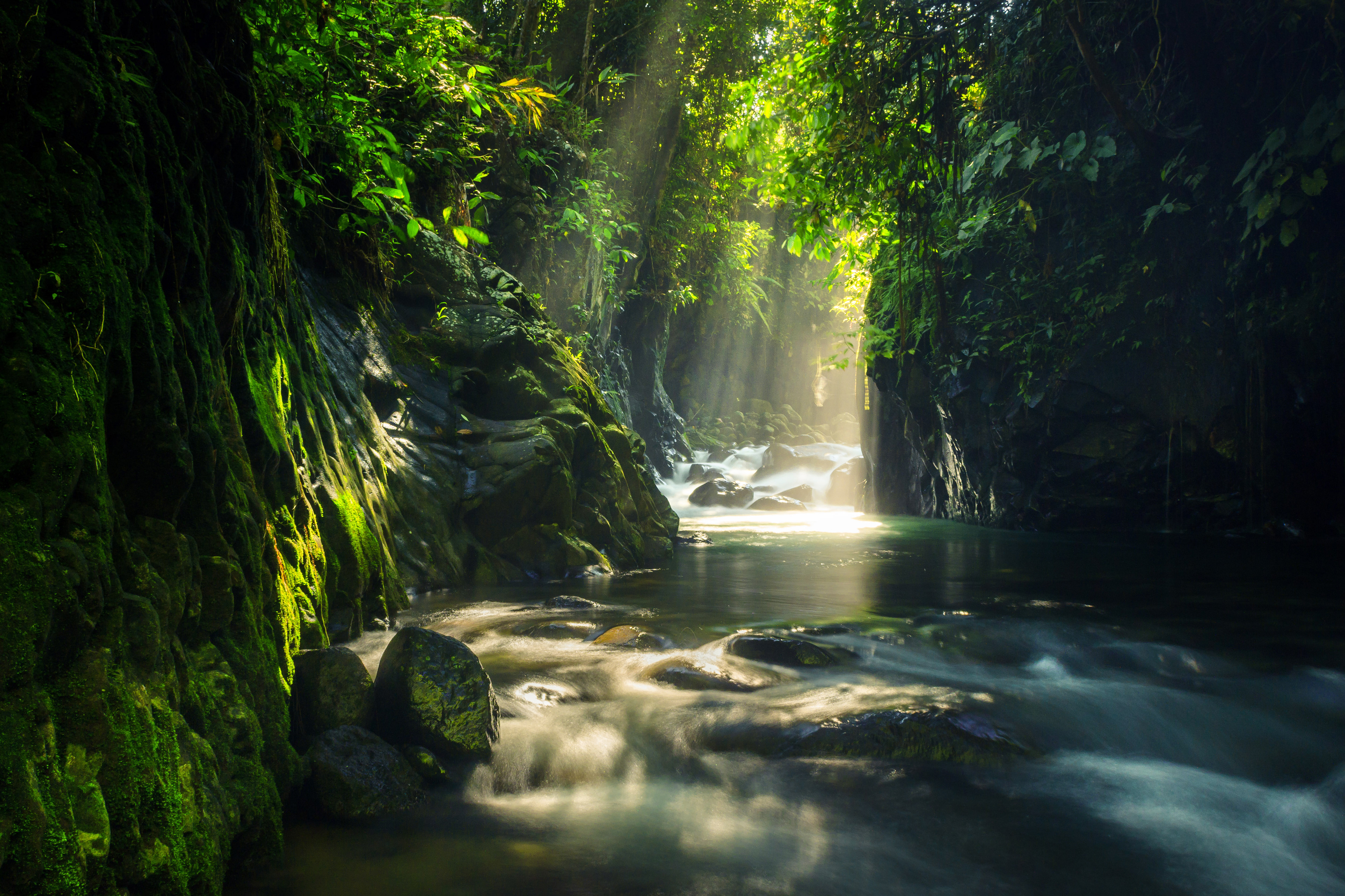 Photos of natural landscapes and tropical forests in Indonesia. A view of the new alley waterfall in north bengkulu