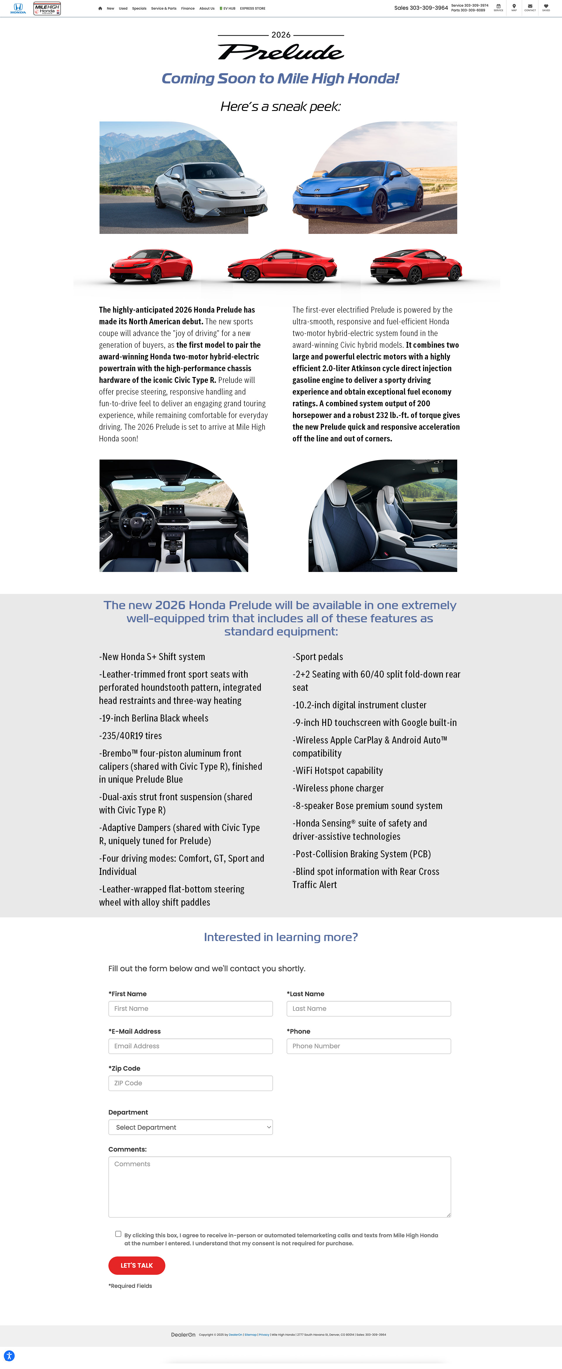 Honda Prelude - Coming Soon Web Page