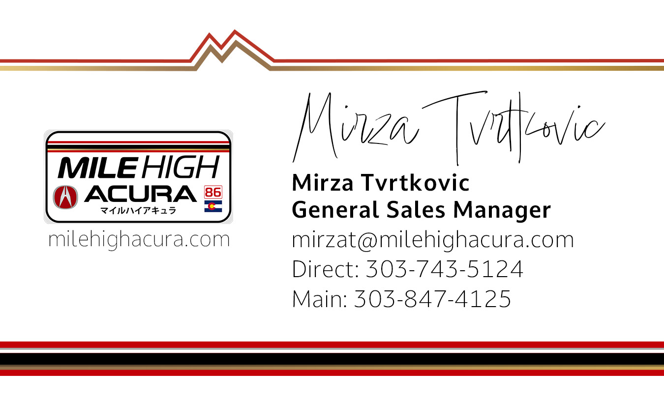 Mile High Acura Business Card - Front