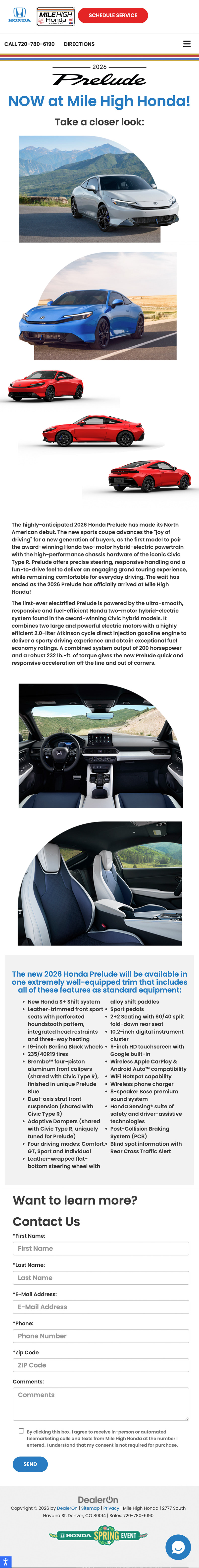 Honda Prelude Mobile web page