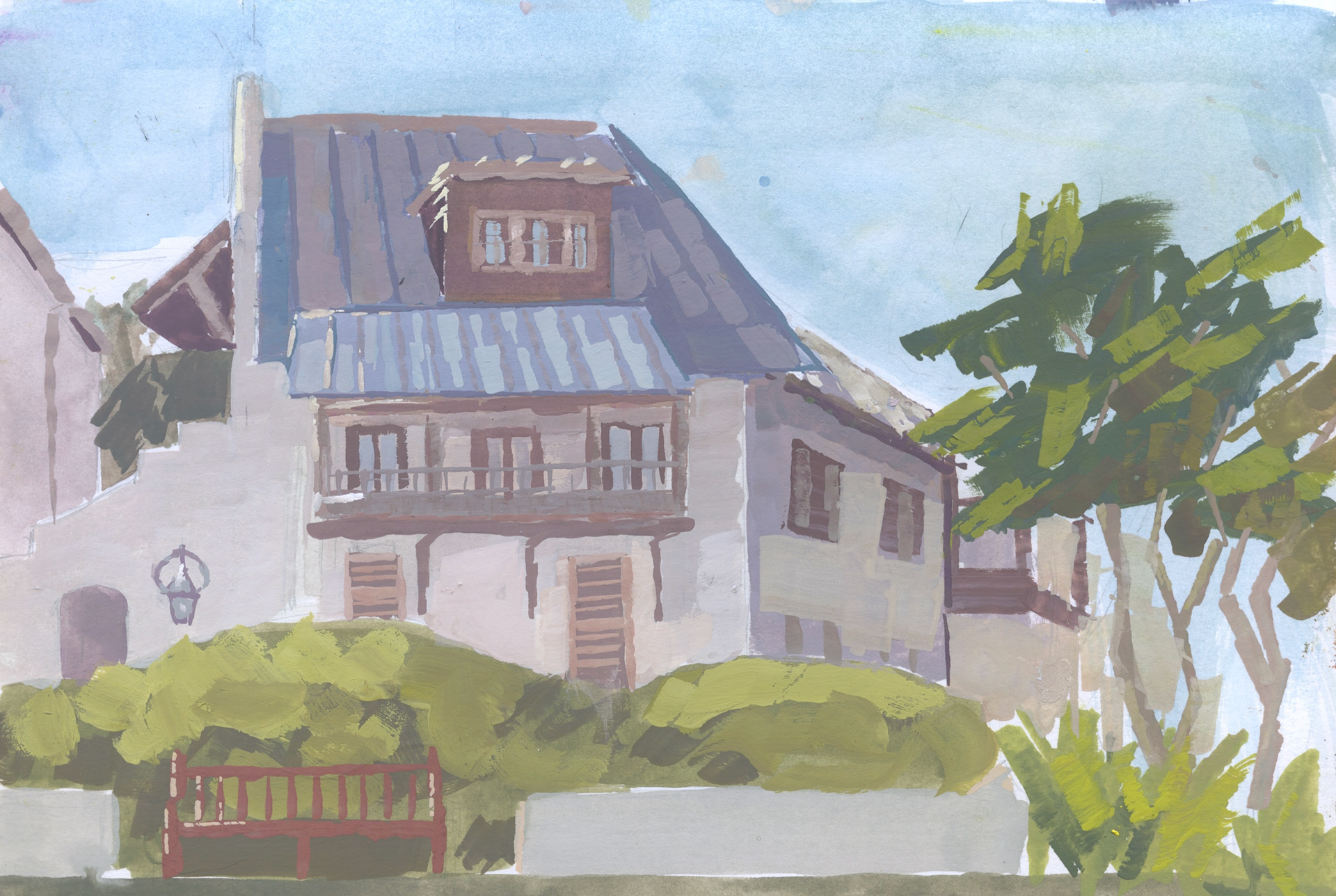 House Plein Air, gouache