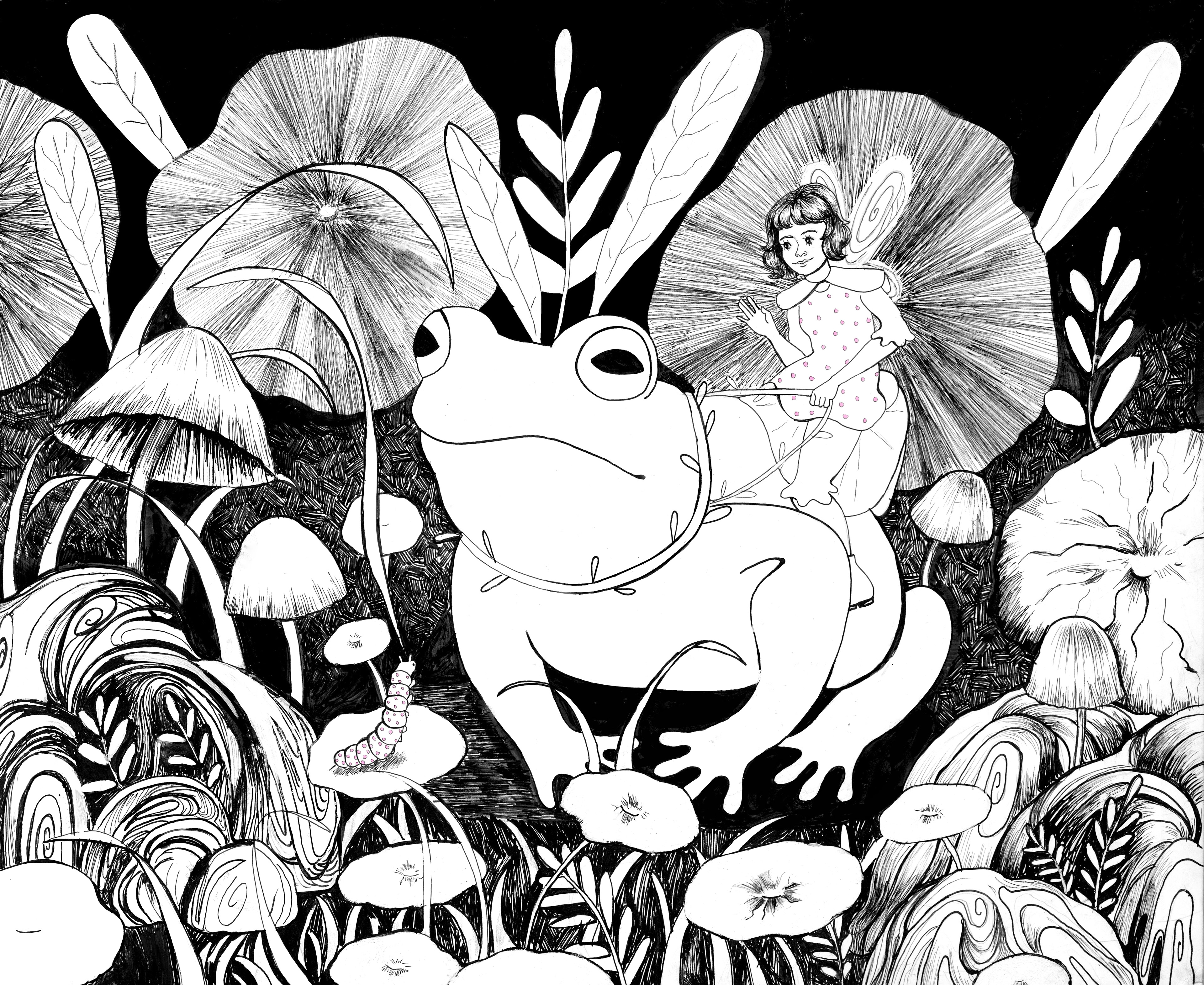 Fairy and her friend, ink