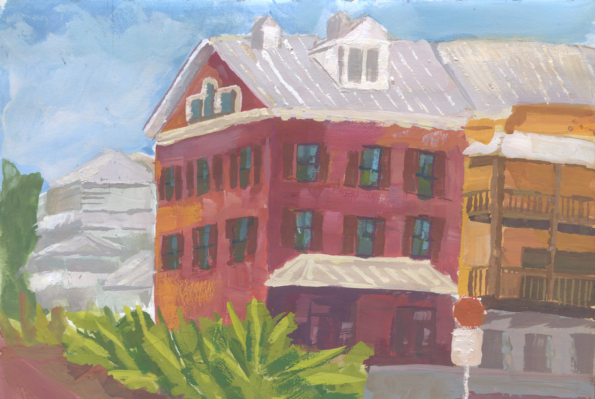 Rosemary Beach Plein Air, gouache