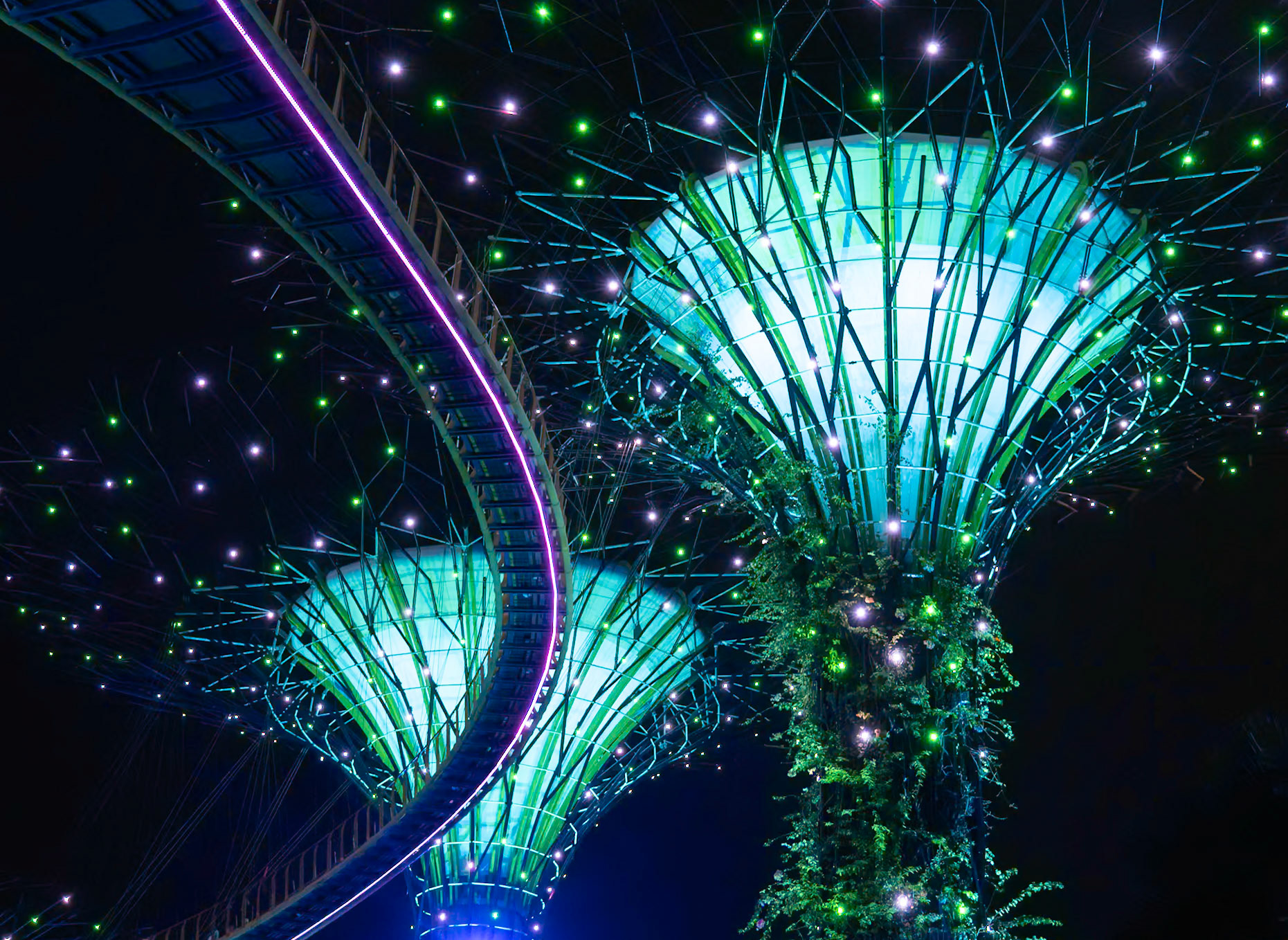 Singapur: Kühltürme Lichtershow
