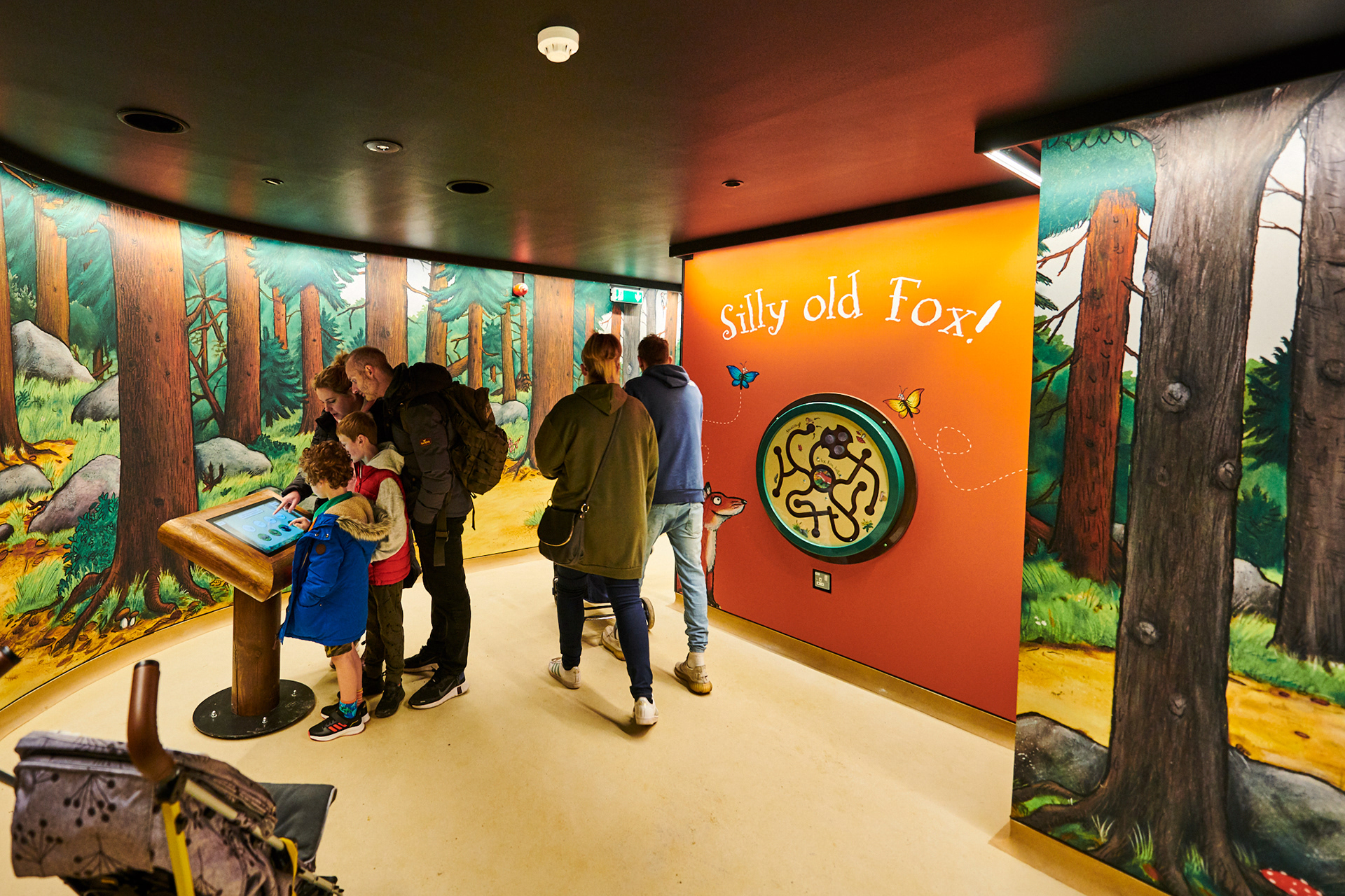 Inside Area Theming - Use of the assets in the book for a full stretch background produced onto a hard wearing polyester material