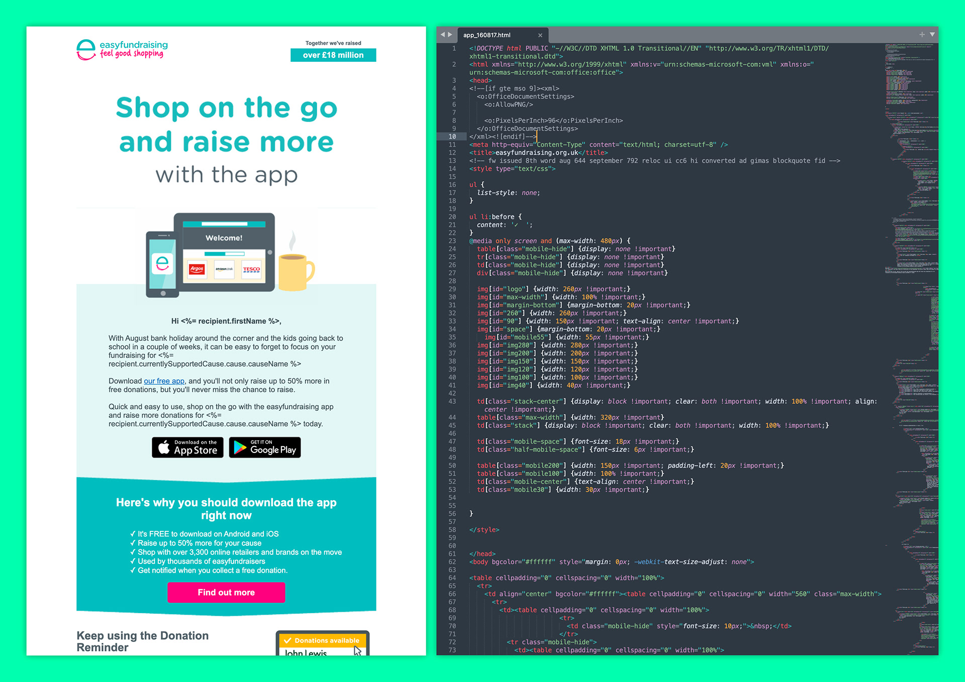 App promotion email