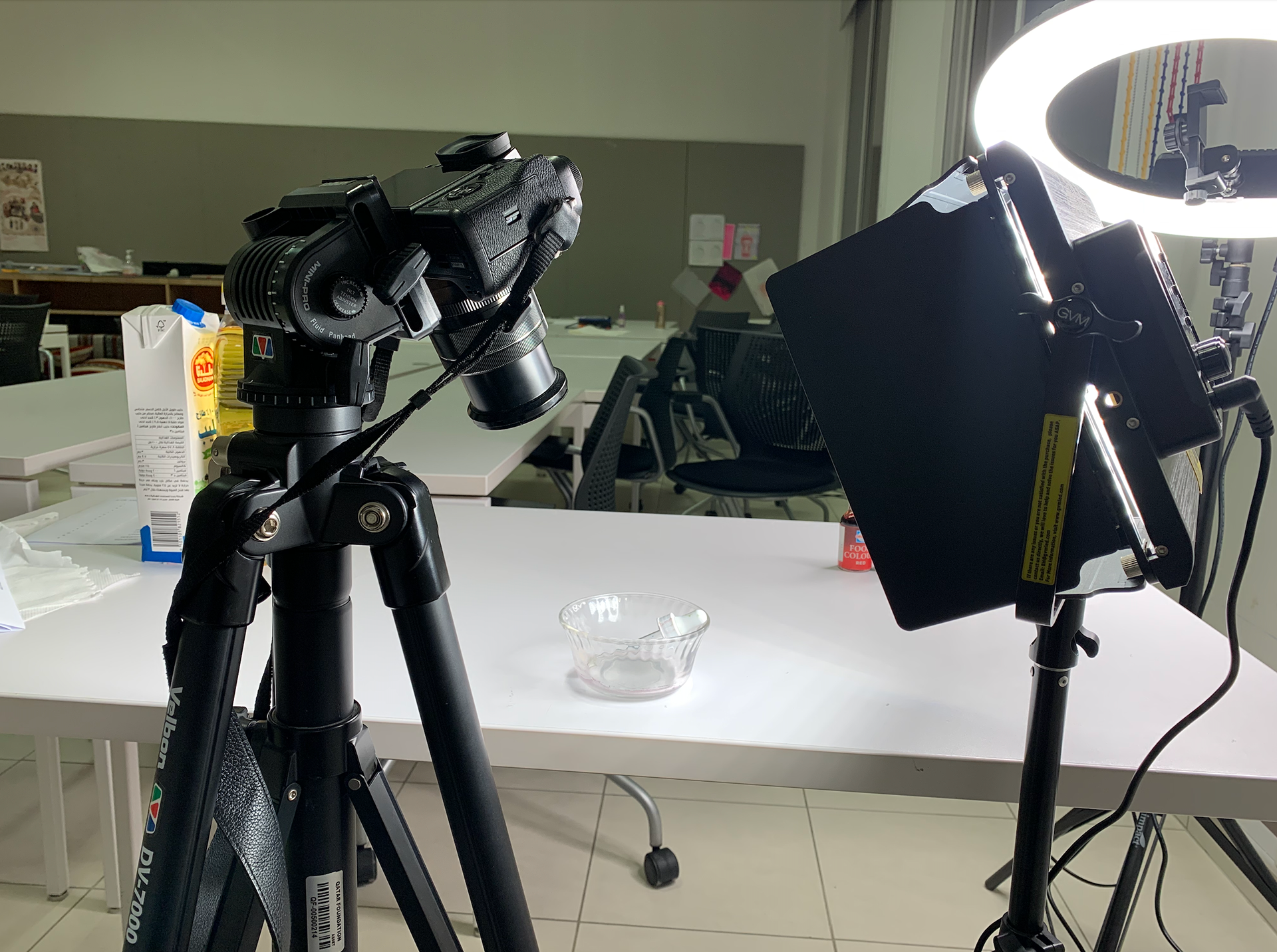 Set-up for recording data visualization visuals (film footage)