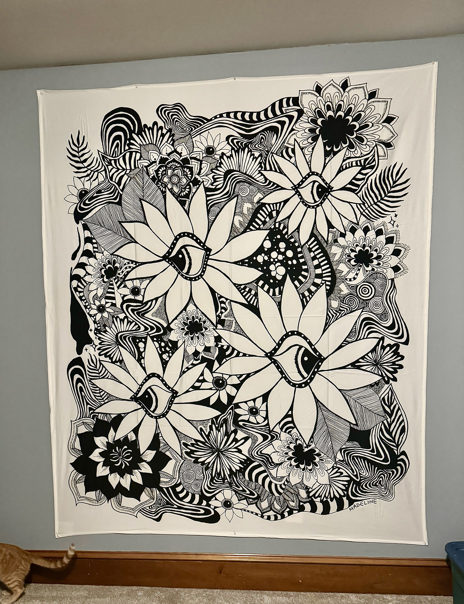 Daisy Dreamscape, 2024, designed onto a tapestry