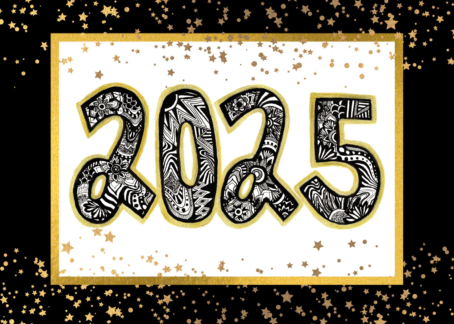 Finished 2025 New Years Card Design + Graphics