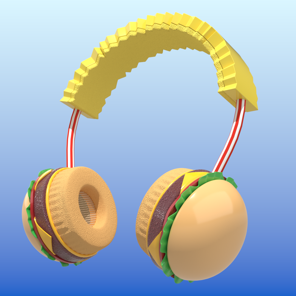 Burger texture is custom, using a photograph of an actual burger patty edited in photoshop, then exported as a texture map into Rhino