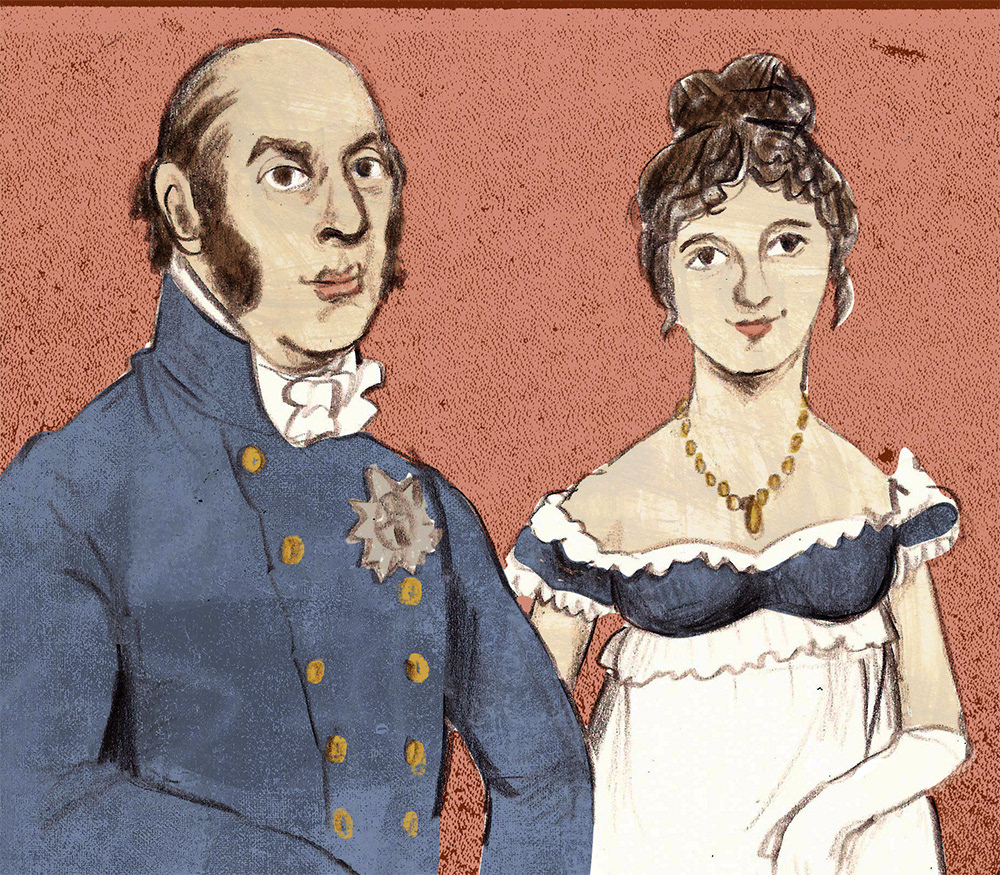 Illustration of Queen Victoria's parents from The 1819 Baby Race zine. (Third-Hand History)