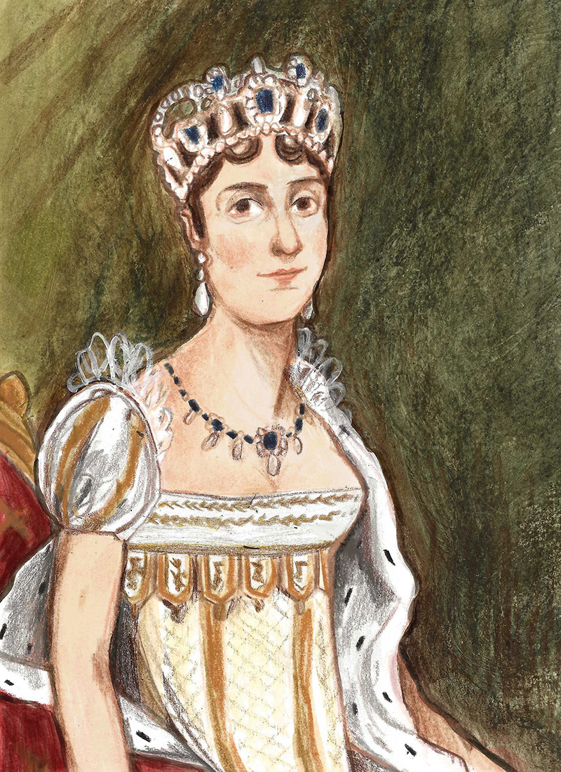 Josephine de Beauhamais Bonaparte. Drawing for a book about Regency Fashion.