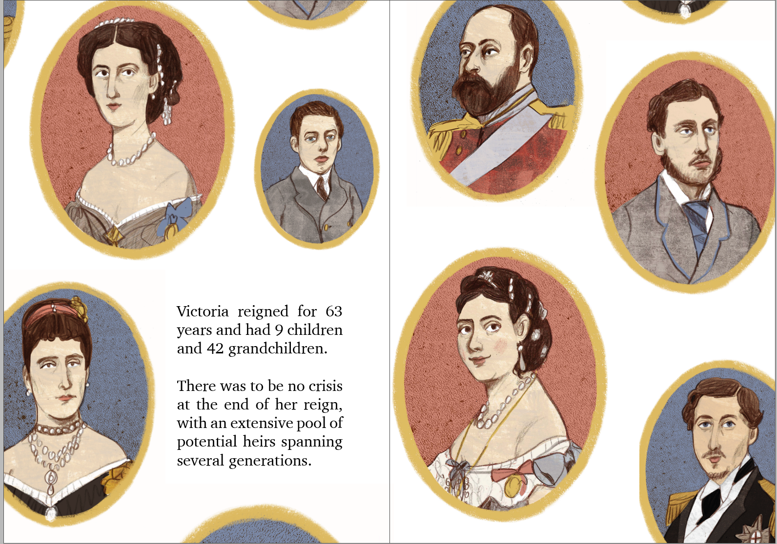 Illustration of some of Queen Victoria's children from The 1819 Baby Race zine. (Third-Hand History)