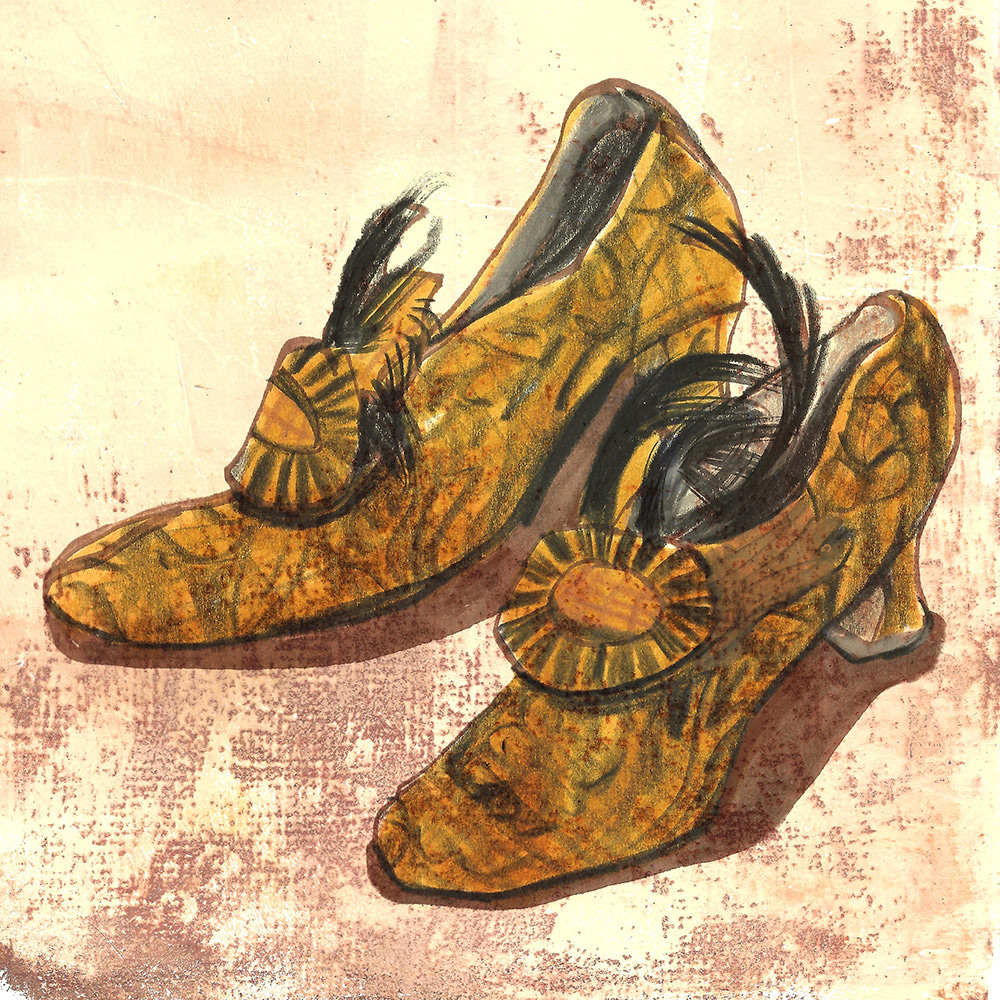 Women's brocade shoes. c. 1918-1920.. From an exhibition "Shoes: Inside Out" at the Arc, Winchester. 
