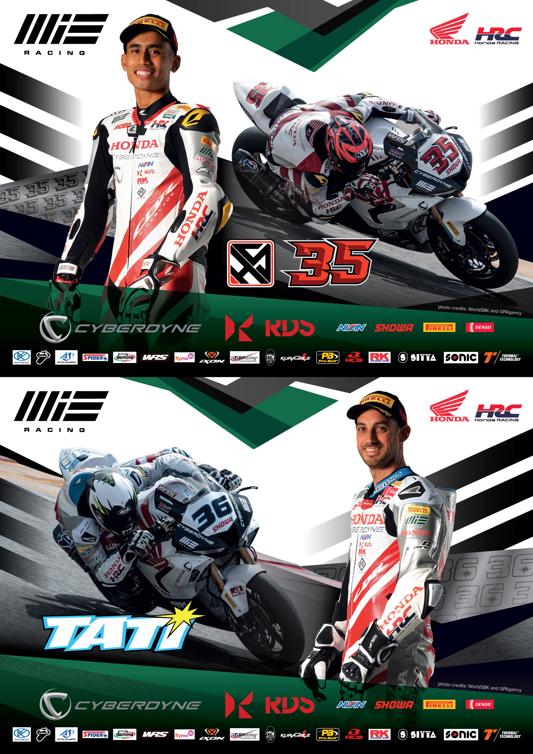 MIE Racing rider poster designs 2022