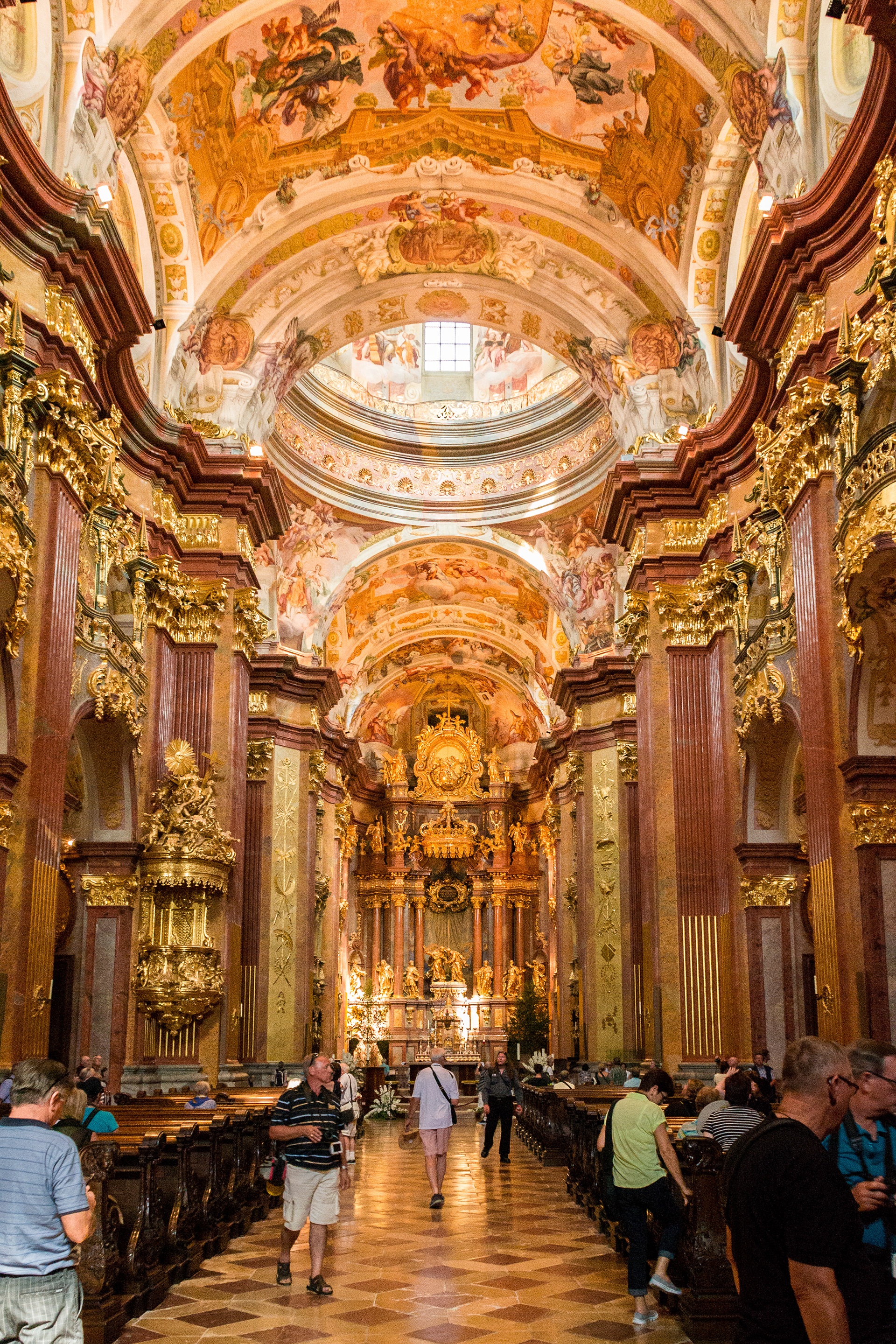 The marble and gilded interior Abbey's of the church is a truly naked display of opulence.