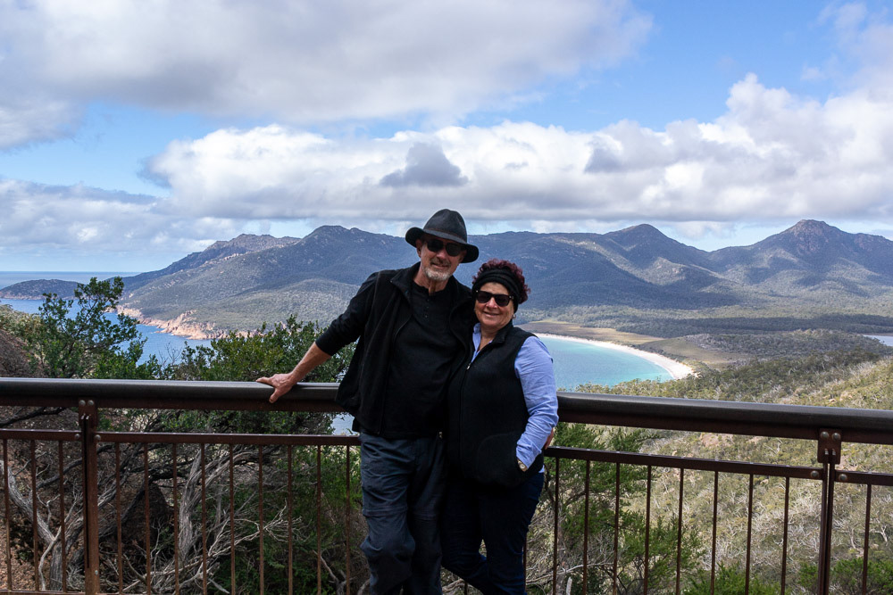 Cheryl and Ross at the Wineglass Bay Lookout