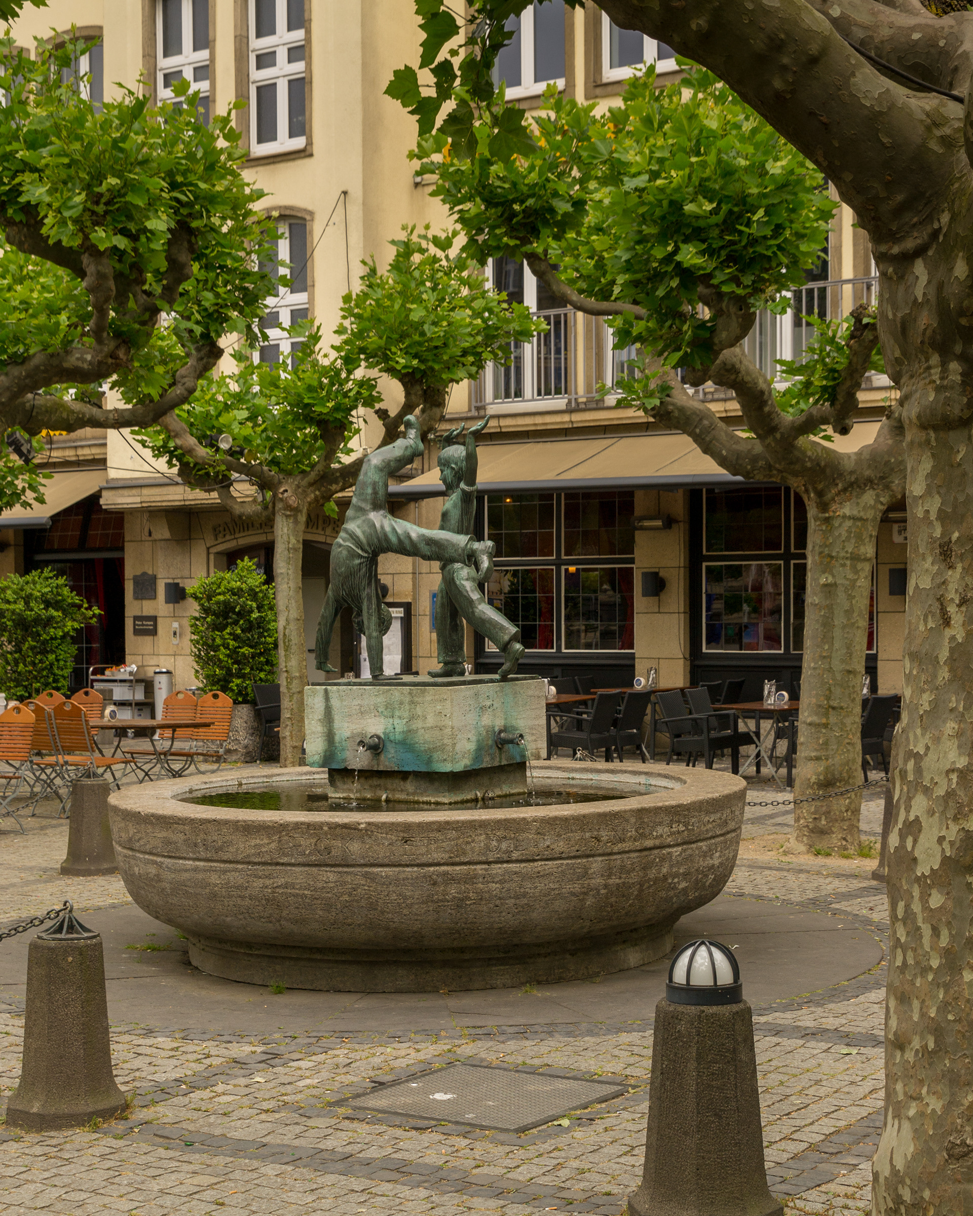Cartwheeling sculpture above a fountain in the Altstadt.