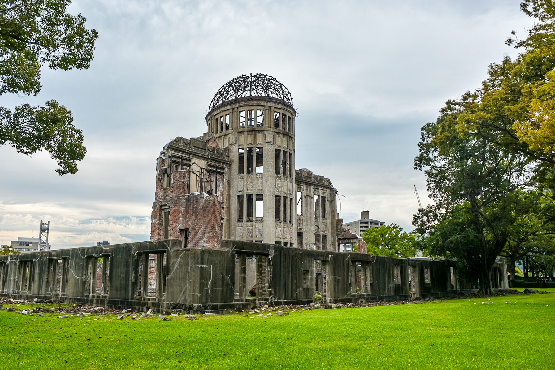A rear view of the Hiroshima Peace Memorial (Genbaku Dome).