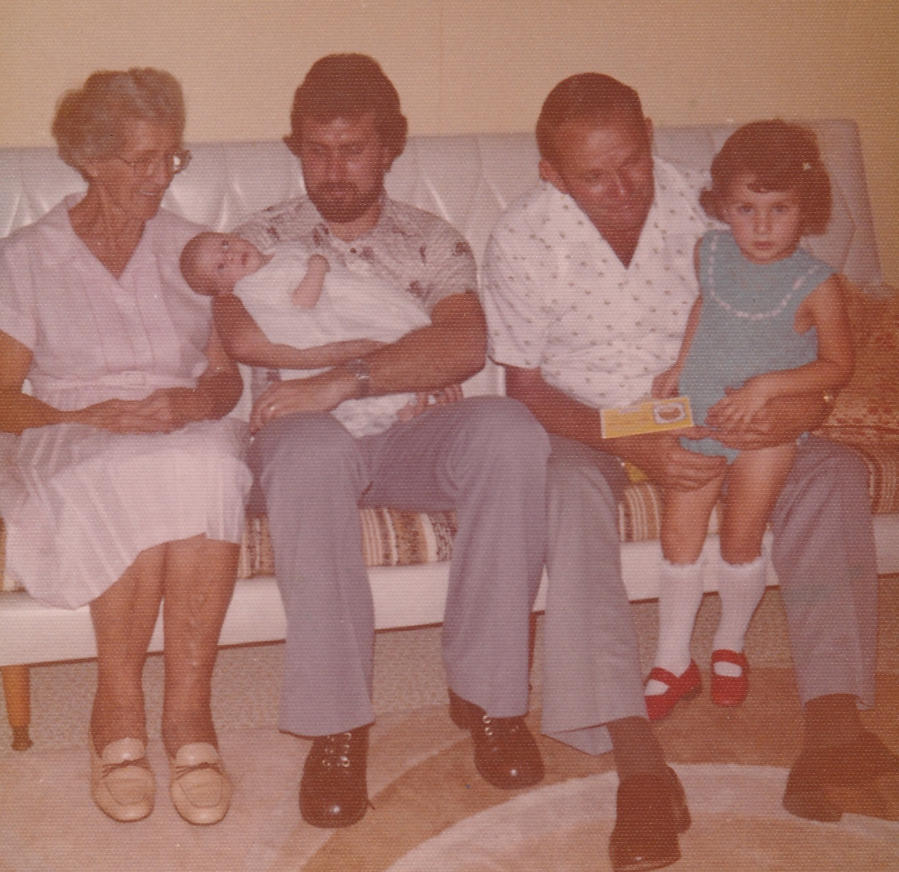 Ed with four generations - Marie, Ross and Matthew, Ed and Tracy - 1976.
