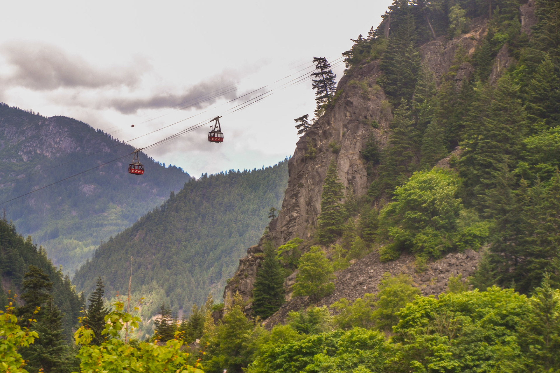 Hell's Gate Cable Cars crossing the gorge.