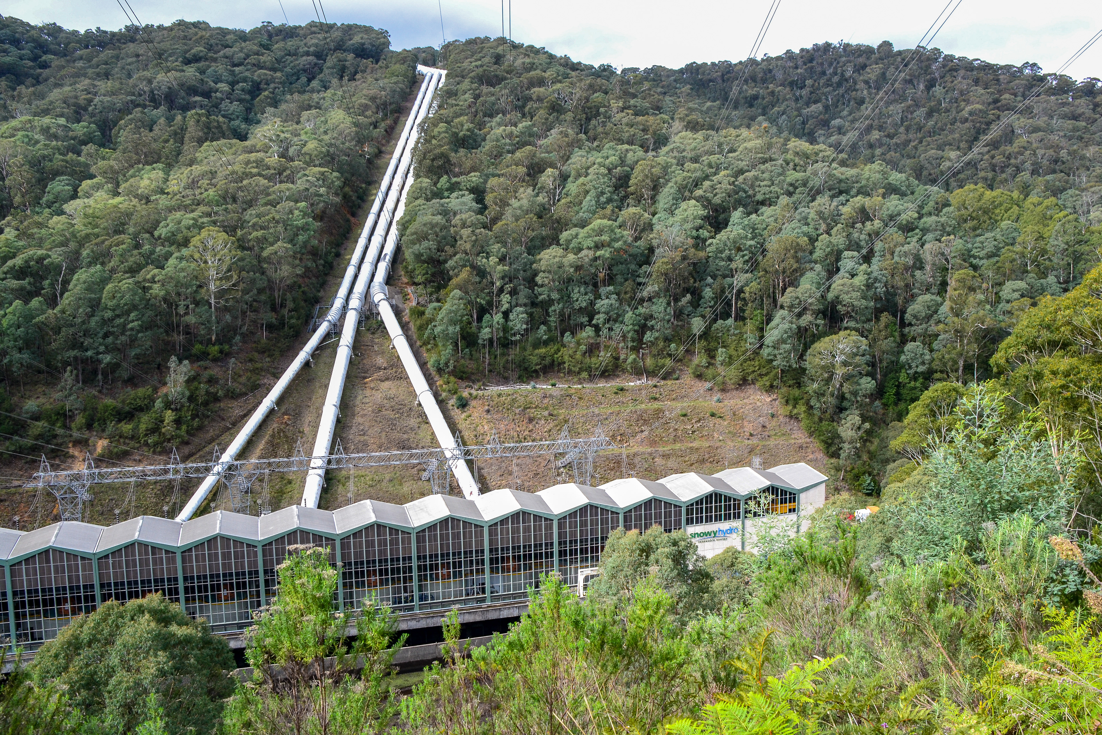 Pipework and a generation station, part of the famous Snowy River Hydro-electric Scheme.