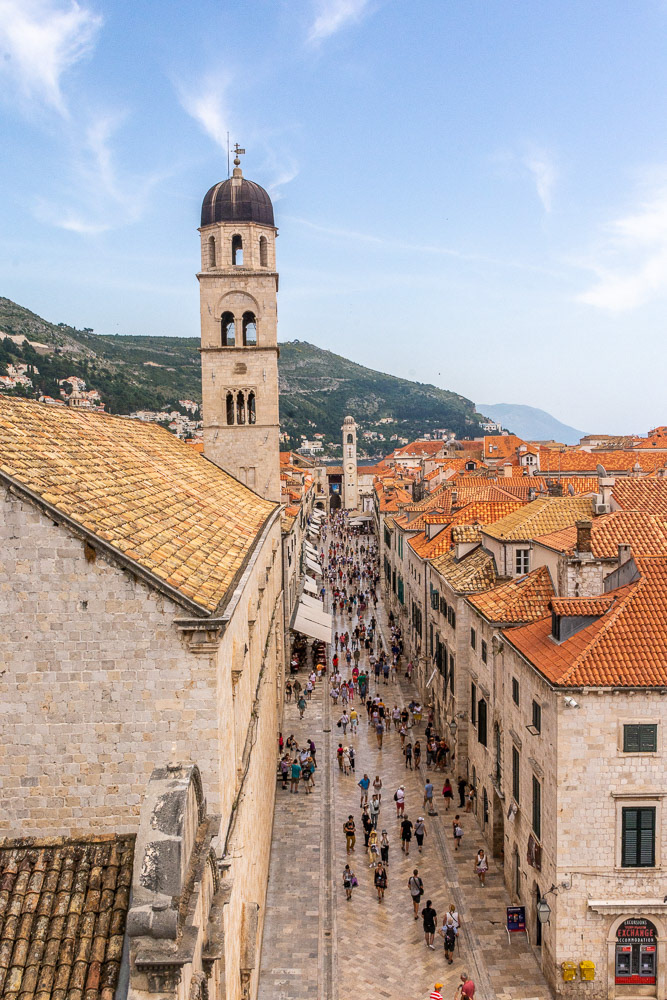 Stradun, Dubrovnik's main street viewed from above the Pile Gate.