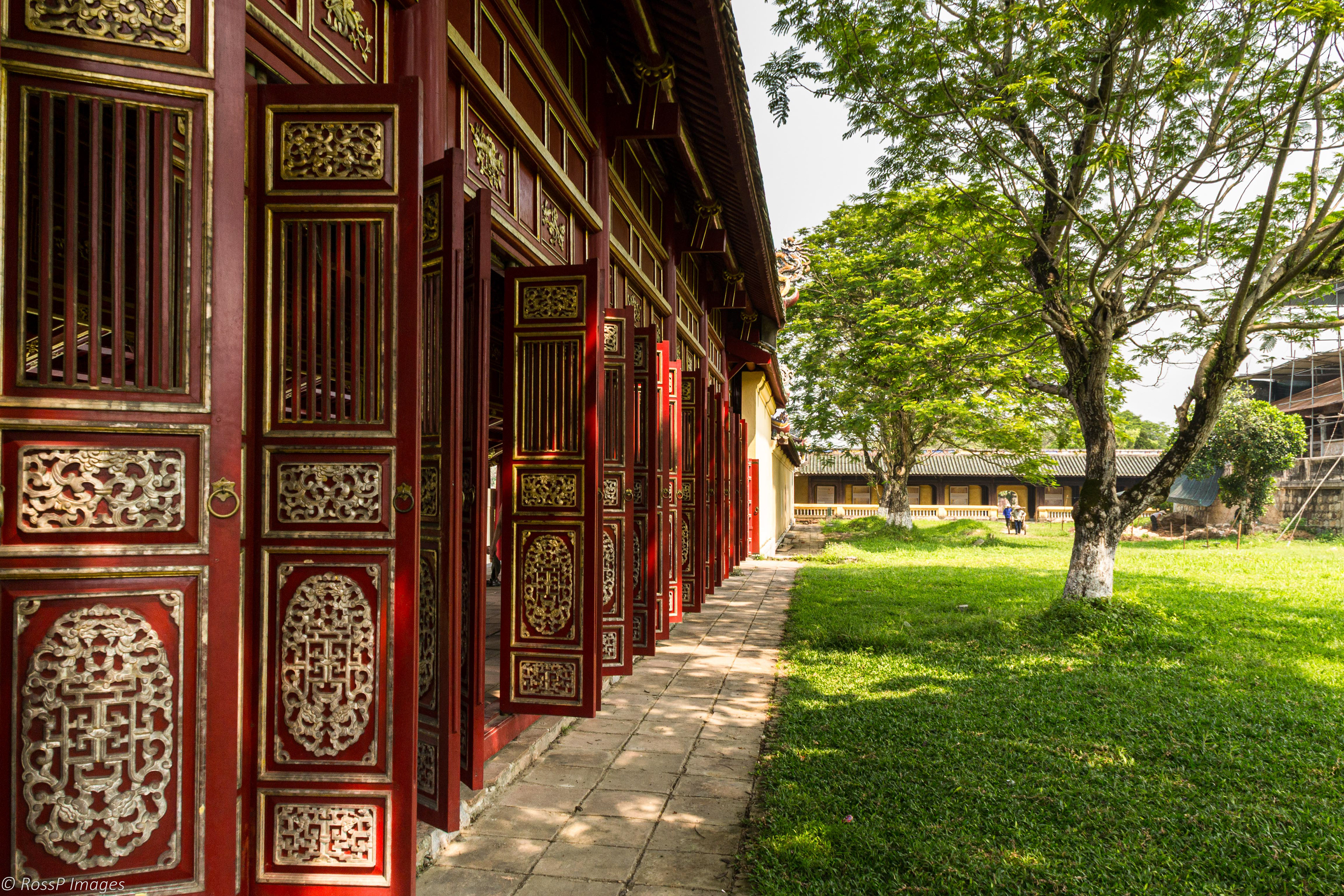 Courtyard beyond the elaborately gilded doors.