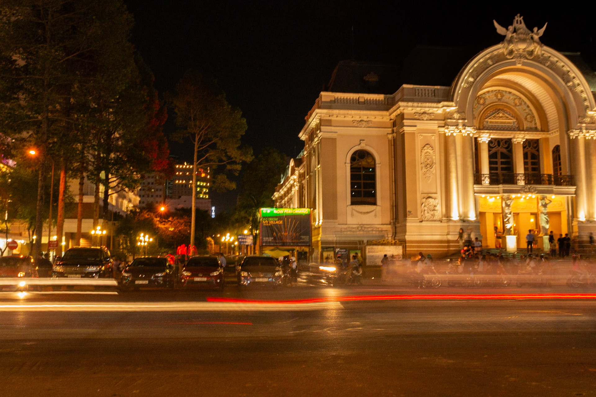 Saigon Opera House at night.
