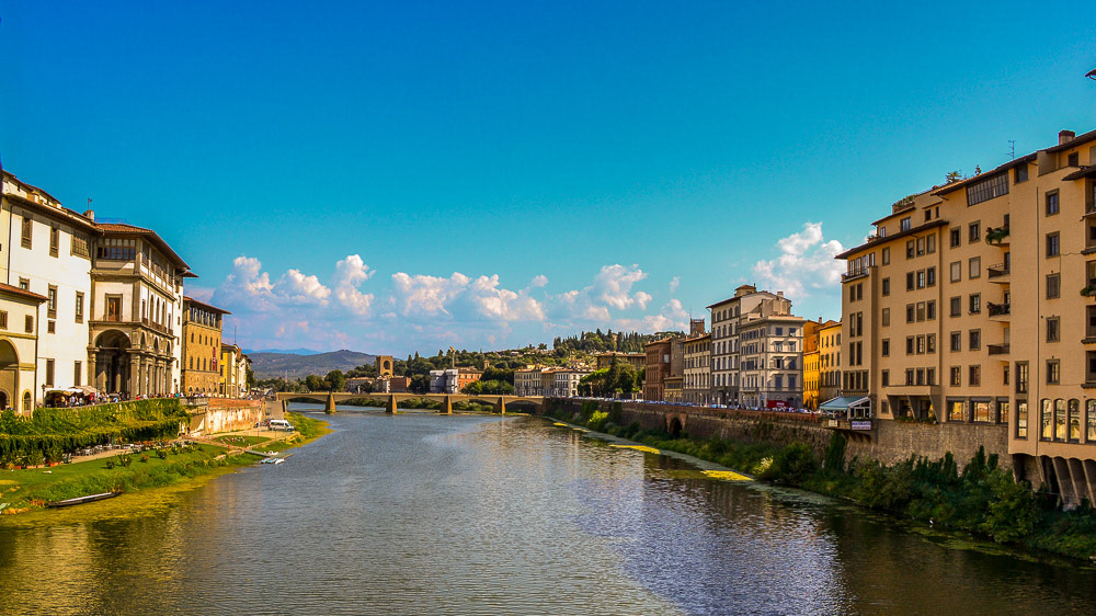 Arno River looking south from Ponte Vecchio.